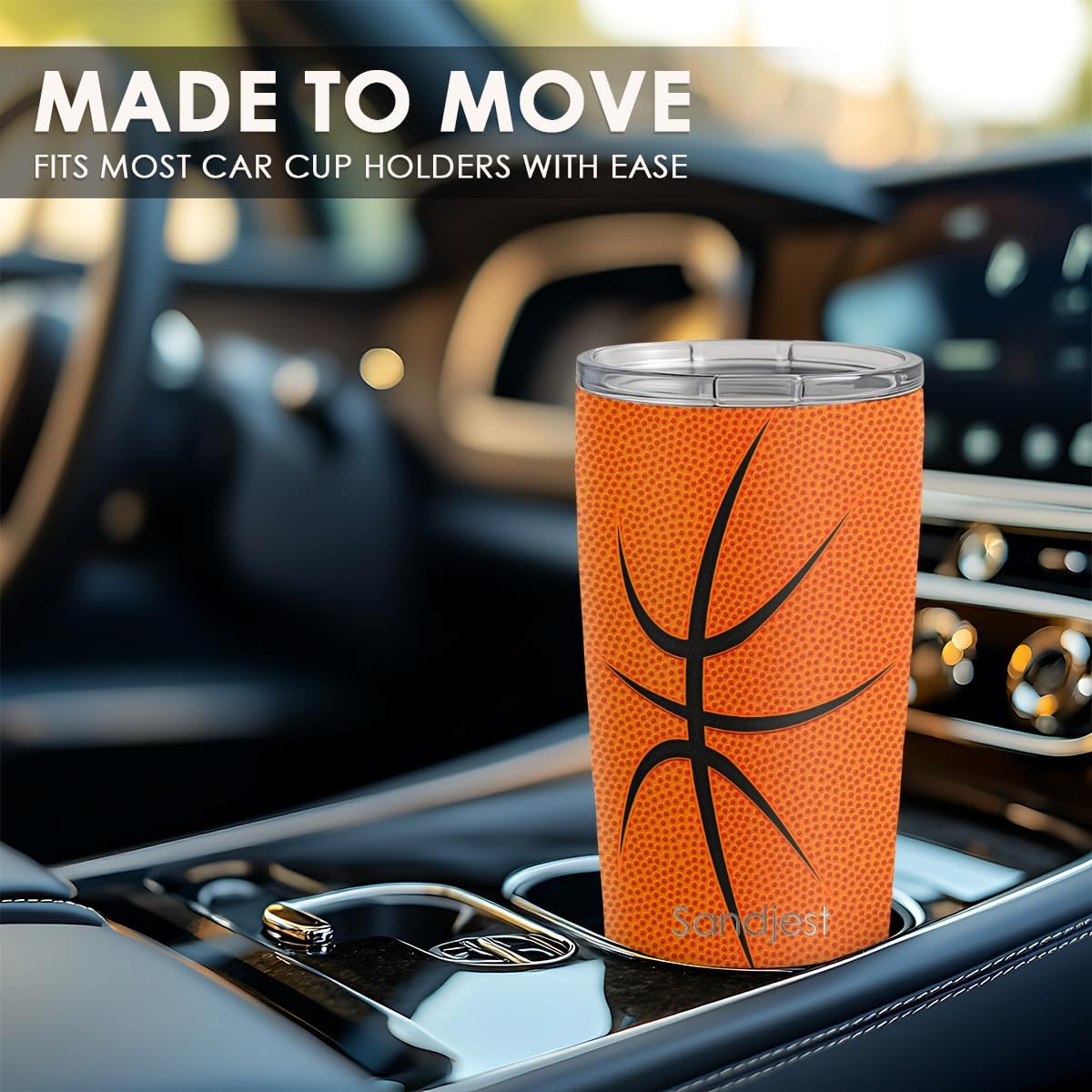 SANDJEST Basketball Tumbler 20oz Stainless Steel Insulated, Travel Coffee Cup, Sport Tumblers Gifts for Basketball Lovers, Men Women, Coach, Birthday, Christmas