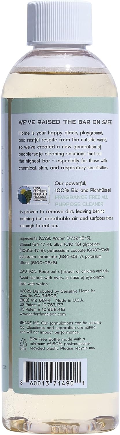 Unscented All Purpose Cleaner Concentrate - Plant-Based, Non-Toxic, Multi-Surface, Fragrance Free Cleaning Products - Pet Safe Cleaner - 8oz Makes 4 Bottles