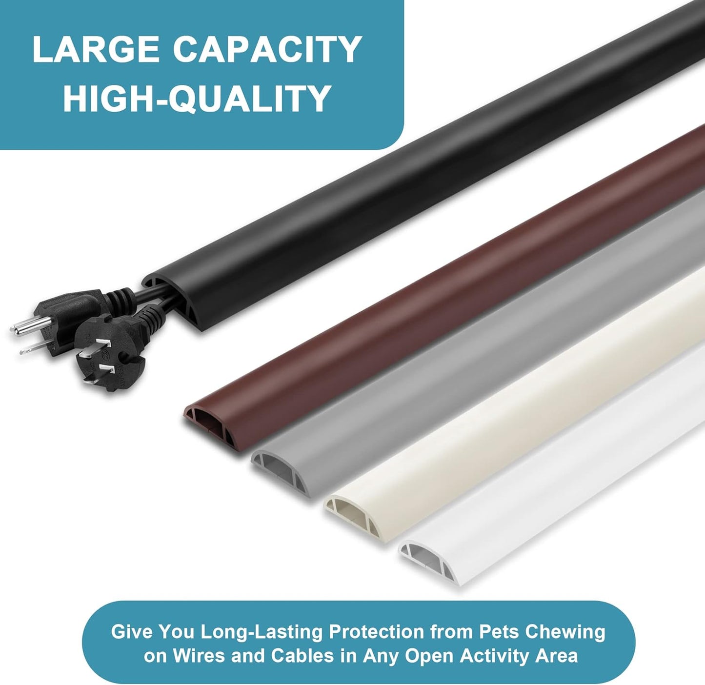 Floor Cable Cover 3ft Grey, LZEOY Cord Covers for Wires on Floor, Cord Hider Floor Cable Management, Extension Cord Floor Cover Low Profile, Floor Cord Cover for Office/Carpet/Floor