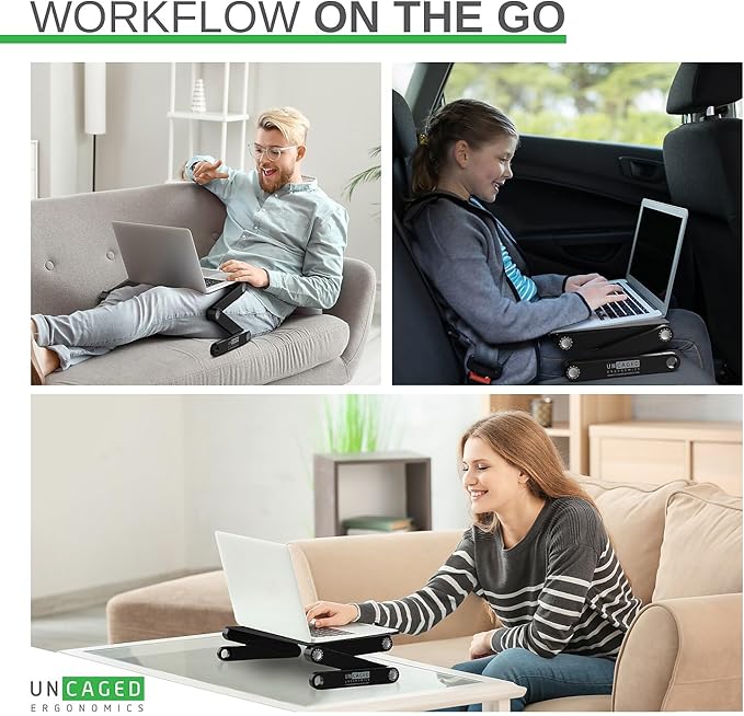 WorkEZ Adjustable Laptop Stand for Desk, Adjustable Height Laptop Stand, Ergonomic Foldable Portable PC Holder, Computer Riser, Home Office Supplies