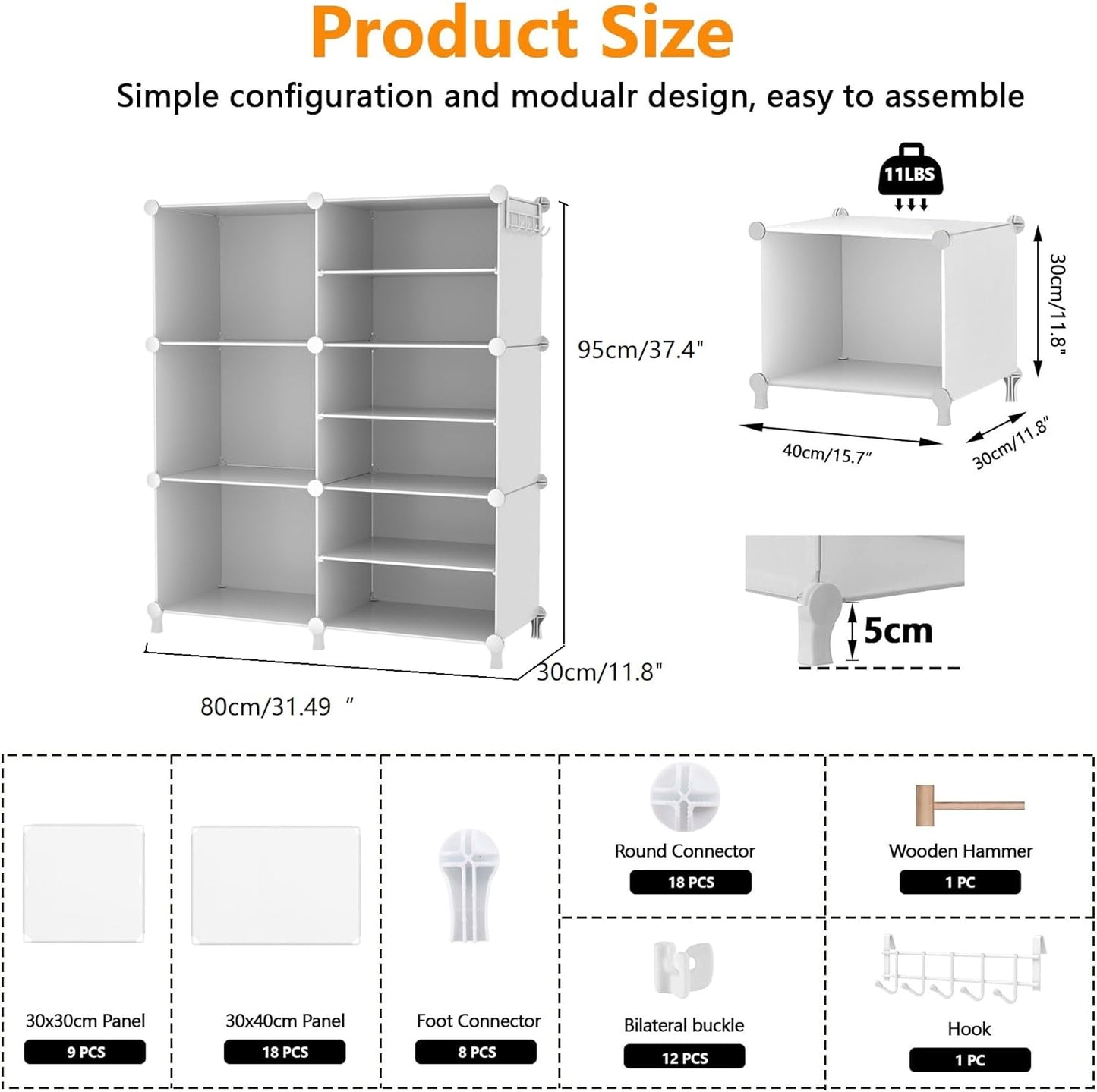 AWTATOS 6 Cube Closet Organizer Storage Shelves Portable Clothes Organizers and Storage Stackable Cubby Shelving for Closet Bedroom Living Room Office White