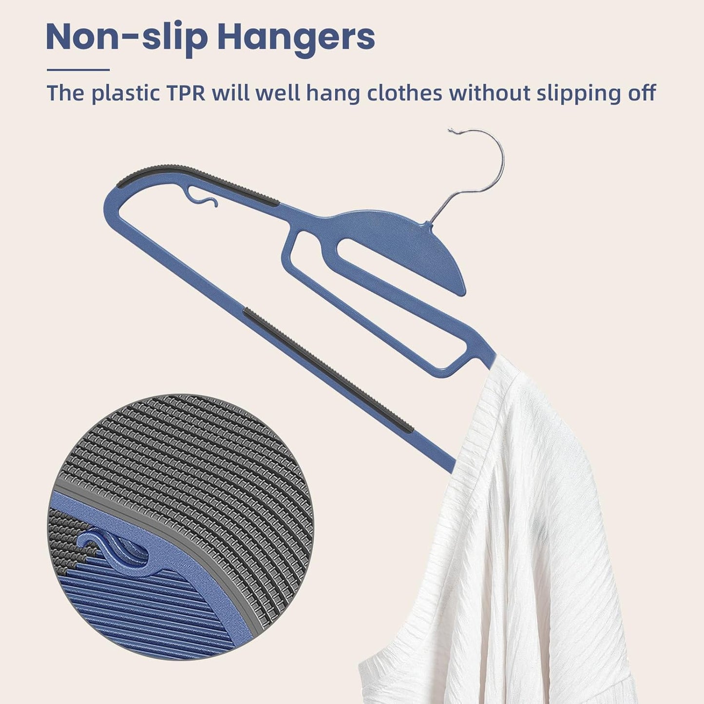 Heavy Duty Plastic Hangers 50 Pack with Non-Slip Design,0.2 Inches Thick,360°Swivel Hook Space Saving Organizer for Bedroom Closet,Shirts,Pants,Strong Enough for Coat(Nacy- S Shaped)