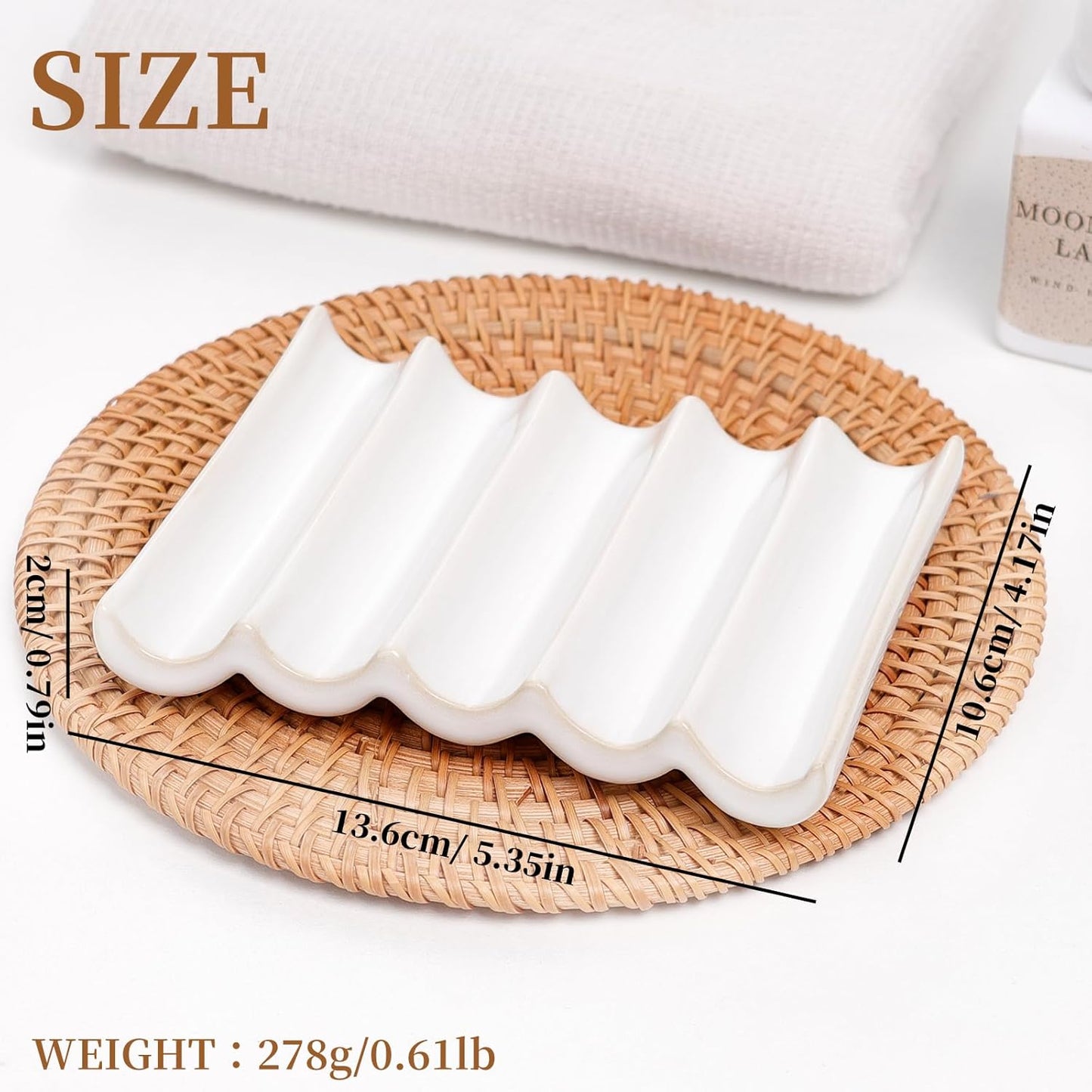 Ceramic Soap Dish, Bar Soap Holder with Self Draining Design, Large Soap Tray for Shower, Sink, Countertop, Bathroom & Kitchen, ANTIS'S HOME (White)