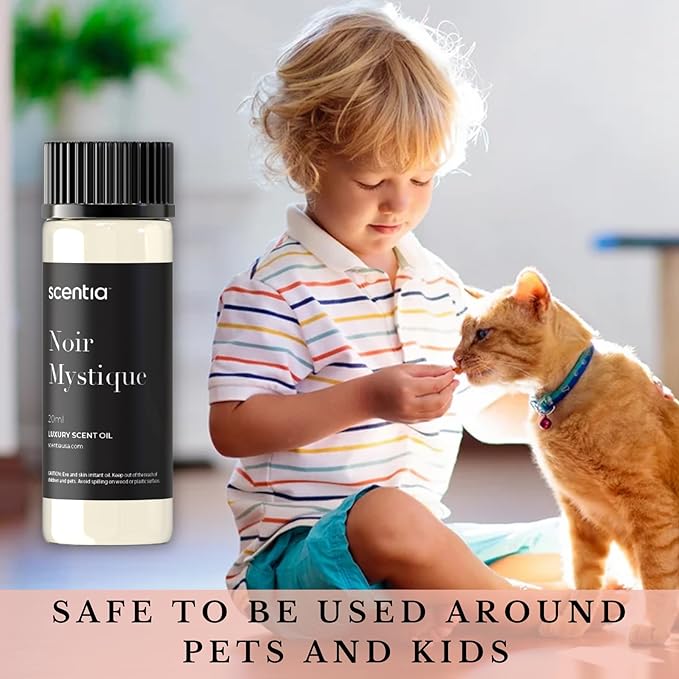 Scentia Noir Mystique – Hotel-Inspired Diffuser Oil, 20ml (0.67 fl oz) | Essential Oil Blend of Rose, Bergamot, Lemon & Musk | Luxury Aroma for Aromatherapy Diffusers & Humidifiers, Thanksgiving Gift