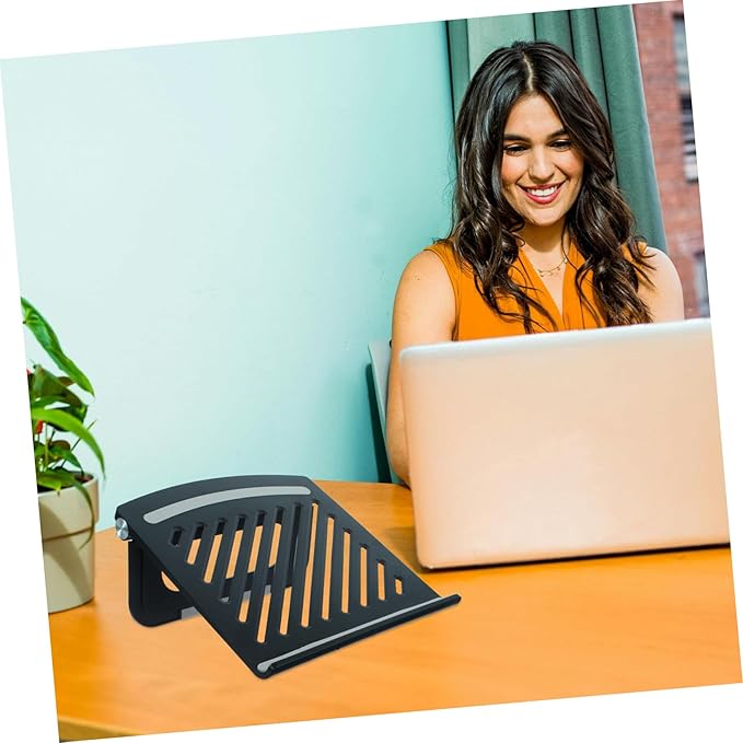 Adjustable Laptop Riser with Ventilated Panel Foldable Multi-Angle Ergonomic Computer Stand for Desk Use in Library Meeting Coffee Shop Height Adjustable Cooling Lapdesk Holder