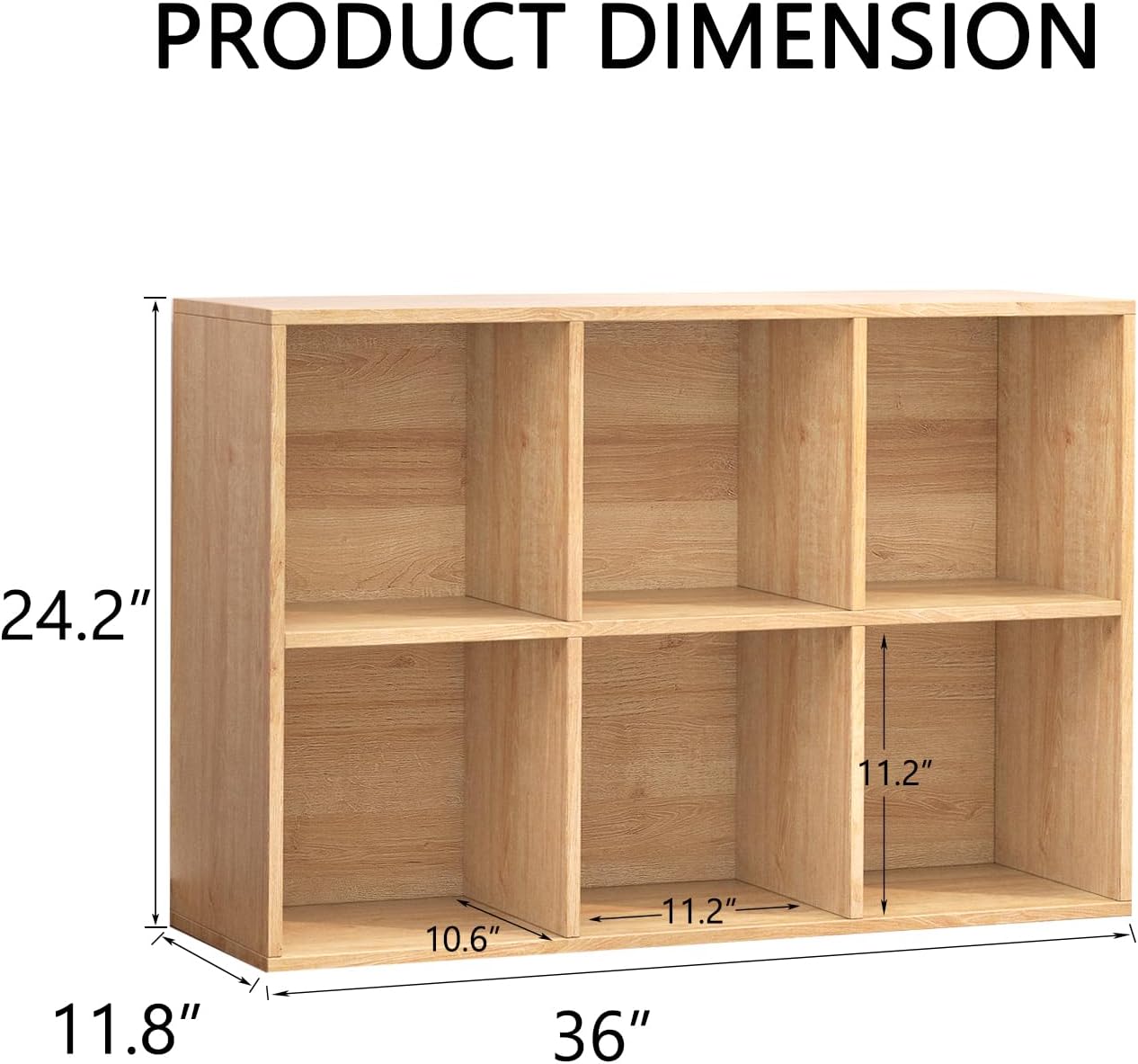 Wooden 6 Cube Storage Organizer with Closed Back Panel,Oak Cube Shelf Heavy Duty Cubby Storage Organizer with Compartments for Living,Display Shelf,Bookshelf