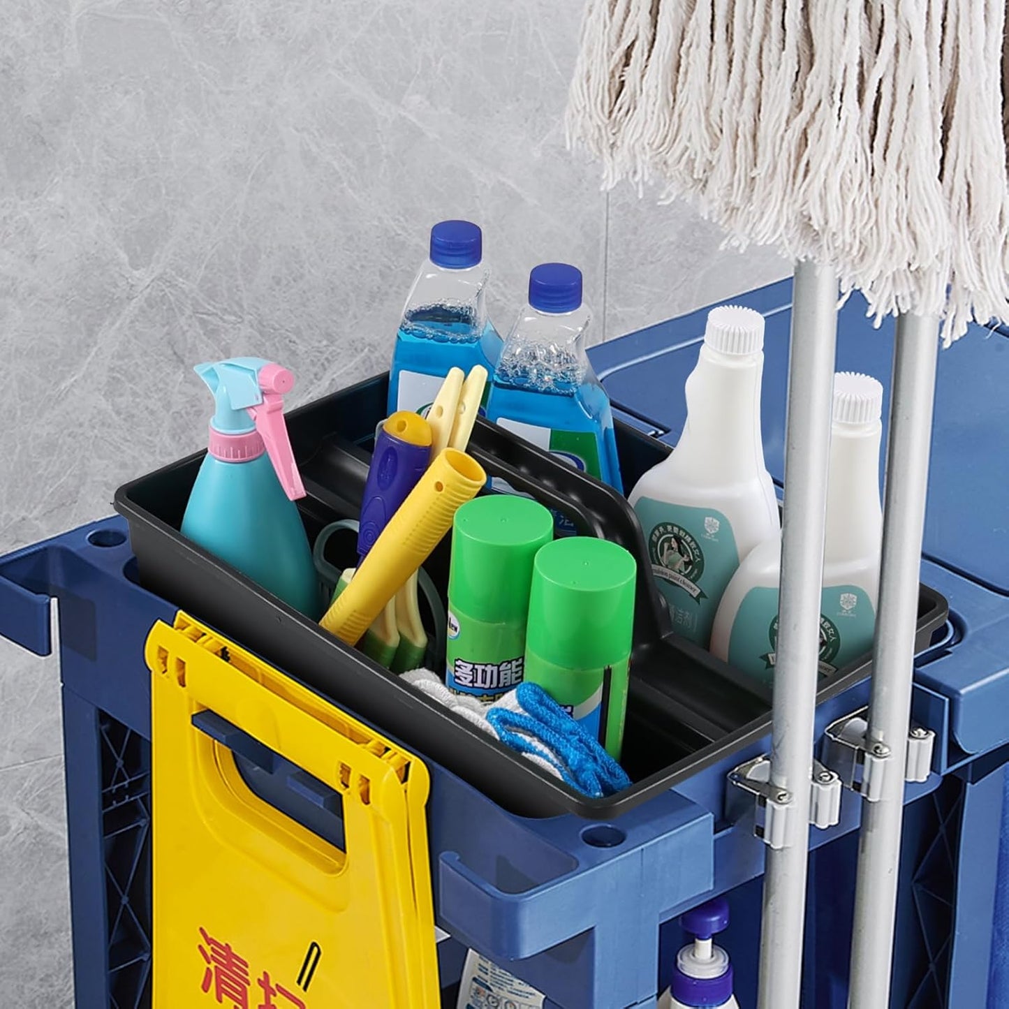 4-Pack Plastic Cleaning Caddy with Handle, Cleaning Caddy Tote, Grey, 15.19" x 10.78" x 4.52"