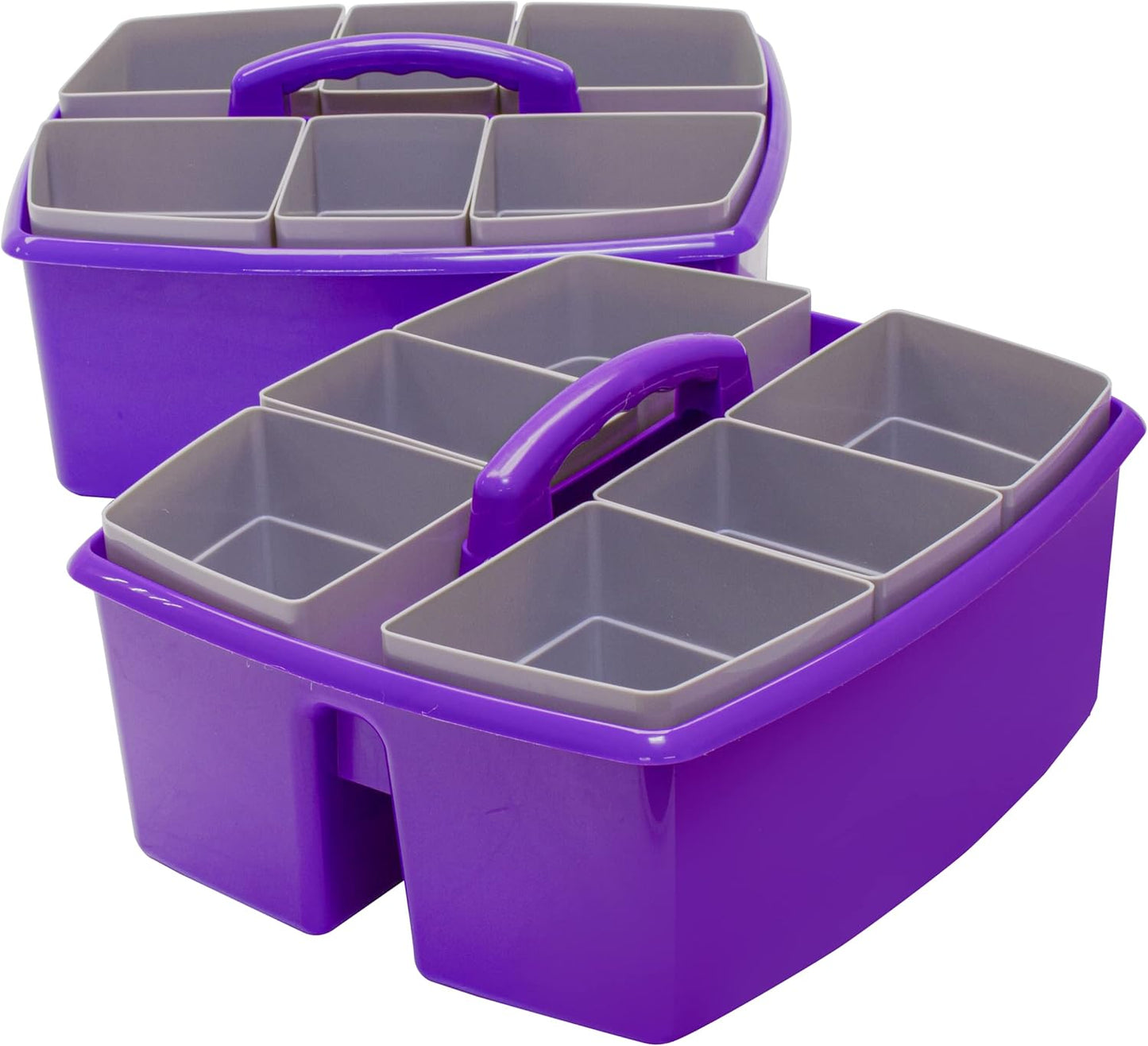Storex Large Classroom Craft Caddy with Cups, 13 x 11 x 6.575 Inches, Purple, Case of 2 (00986A02C)
