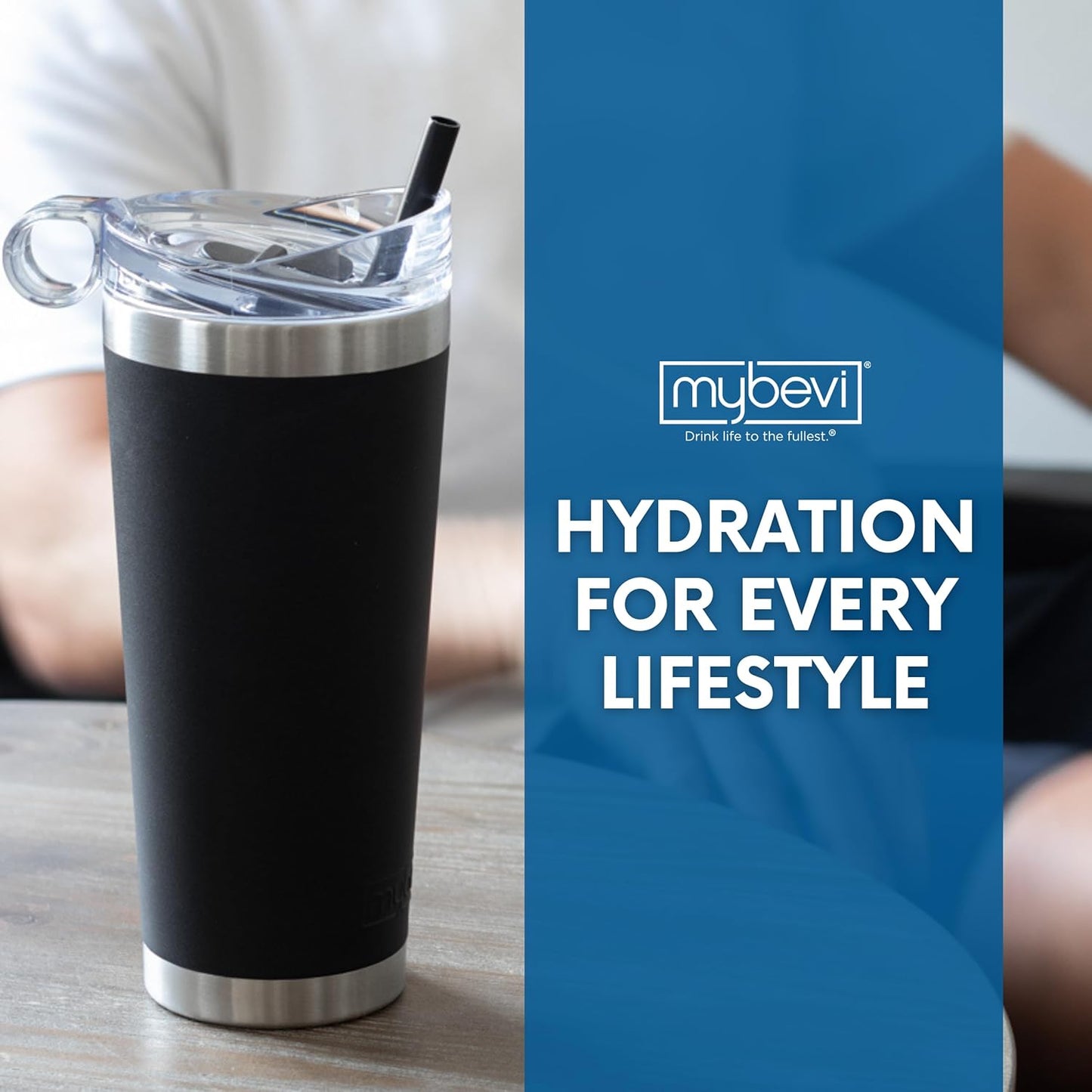 Classic Premium Stainless Steel Tumbler with 12-Hour Temperature Control, Tritan Lid, and BPA-Free Construction | Black Powder Coated, 26 oz