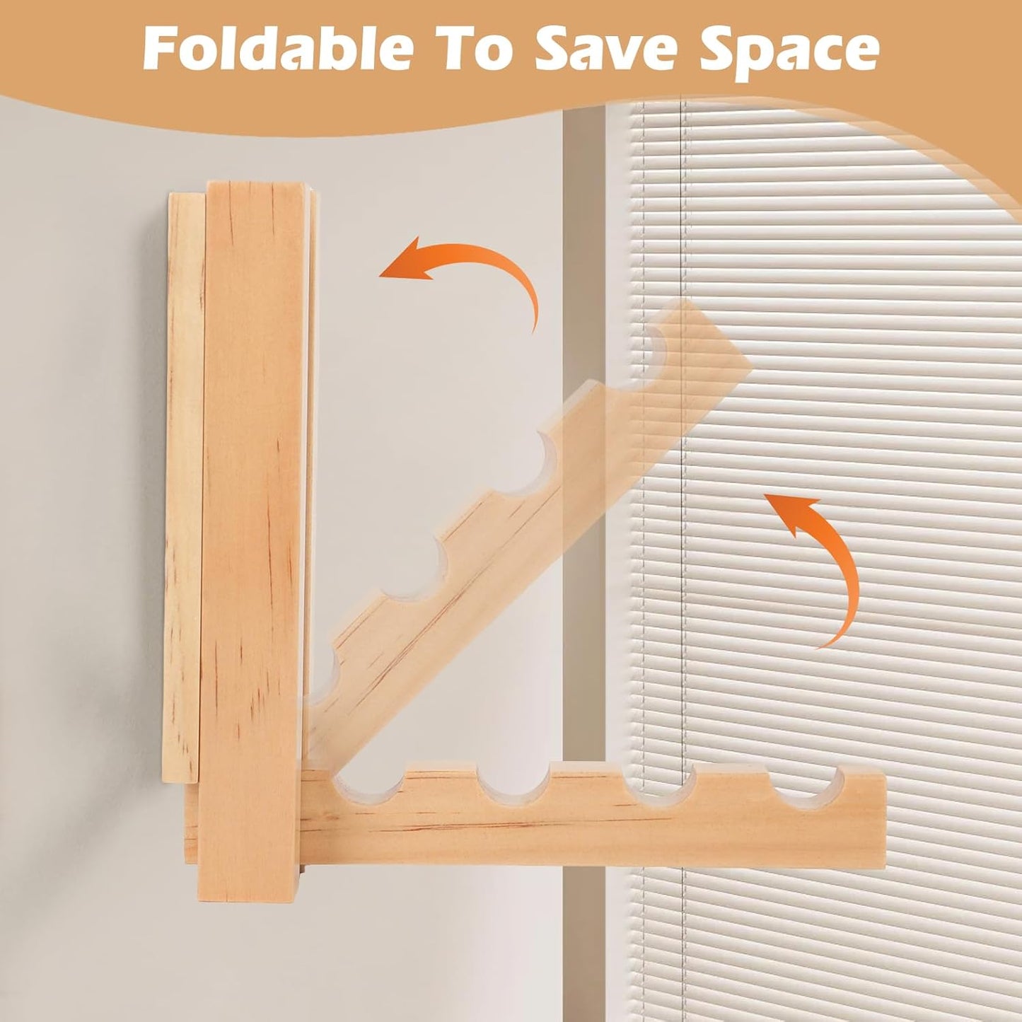 Clothes Drying Rack Wall Mounted, Wood Folding Clothes Hanger Rack for Laundry Room, Laundry Drying Rack Wall Mount, Multifunctional Organizer for Hanging Decor, Bathrooms, Home Storage