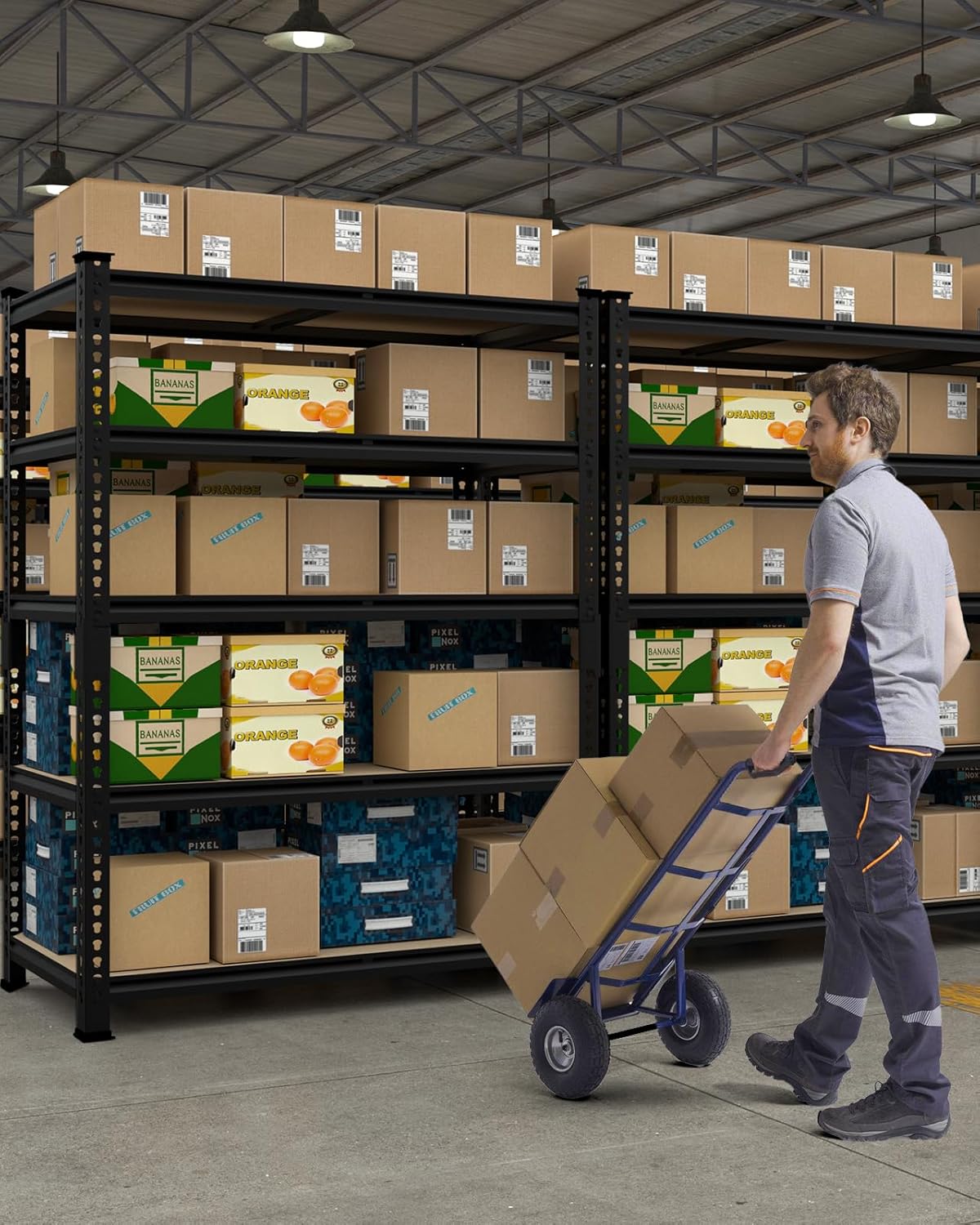 PrimeZone 36" x 16" x 72" Heavy Duty Storage Shelves - 5 Tier Adjustable Garage Storage Shelving, Metal Storage Utility Rack Shelf Unit for Warehouse Pantry Closet Kitchen, Black, 2 Pack