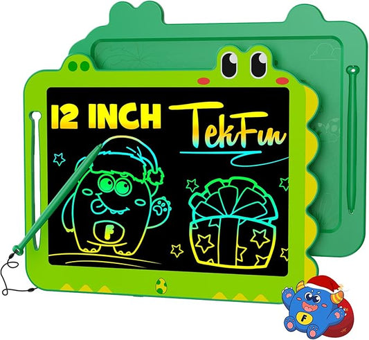 TEKFUN LCD Writing Tablet for Kids, 12 Inch Doodle Board Colorful Drawing Tablet, Reusable Electronic Pads Educational and Learning Toys Gifts for 3-13 Years Old Boys and Girls (Green)
