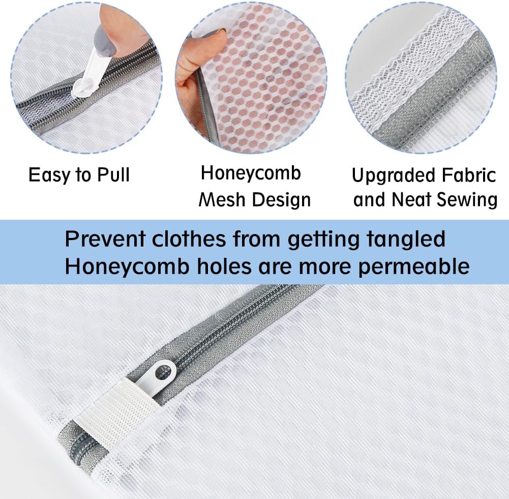 Vivifying XL Large Mesh Laundry Bags, 2 Pack Honeycomb Mesh Wash Bags for Washing Machine, Delicates Clothes, Sweater, Coats, Stuffed Toys, Blanket (White)