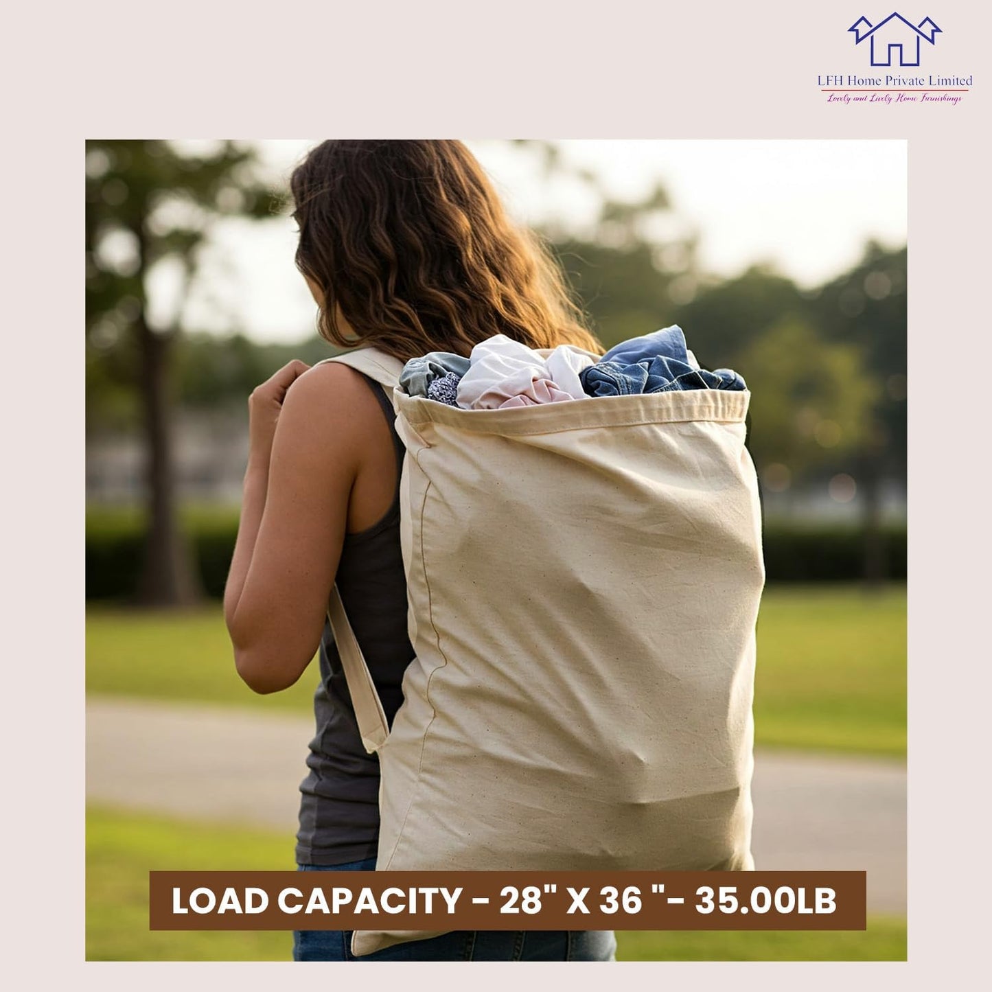 LFH Home Cotton Canvas Extra Large Laundry Bag with Handle, Heavy Duty Drawstring Closure Washable Laundry Bags School Travel, Home, Hotel, College Dorm, Organizer Sack, 28x36-Natural Thanks Giving