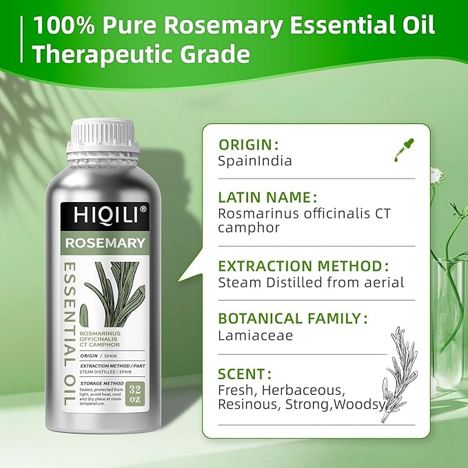 HIQILI 1000ML Rosemary Oil for Hair Growth, Add to Shampoo & Conditioner, 100% Pure Undiluted - 32 Fl Oz