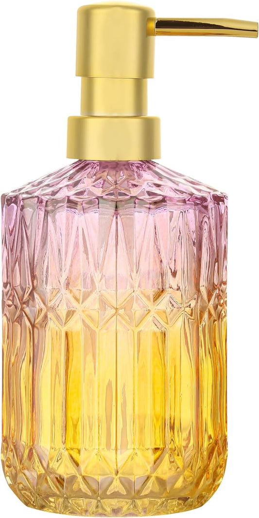 Soap Dispenser with Pump, Refillable Liquid Hand Soap Dish Soap Dispensers for Bathroom Counter, Kitchen Sink (PurpleOrange)