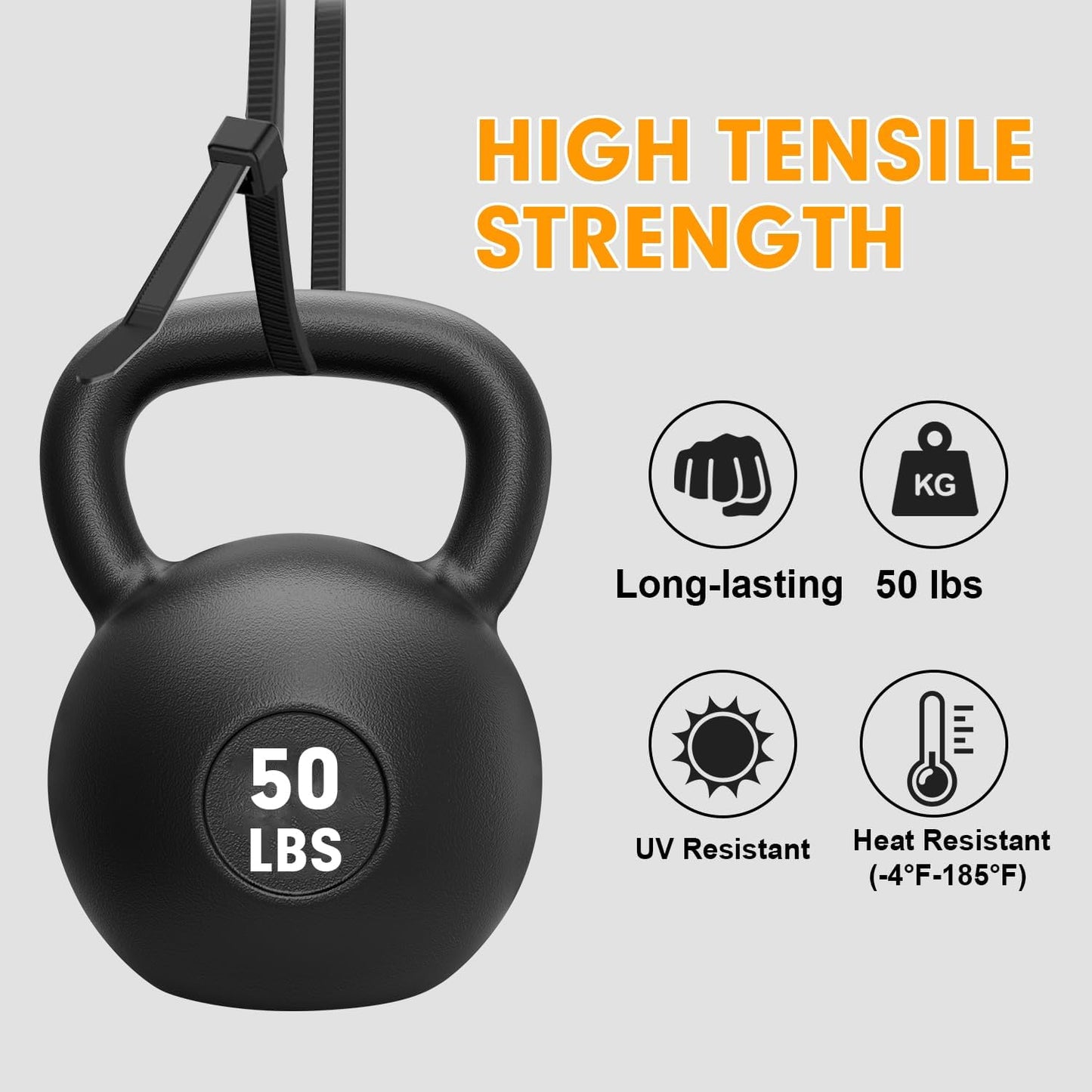 1200pcs Black Cable Zip Ties 12 Inch, Heavy Duty Plastic Nylon Tie Wraps with 50lb Tensile Strength for Indoor & Outdoor