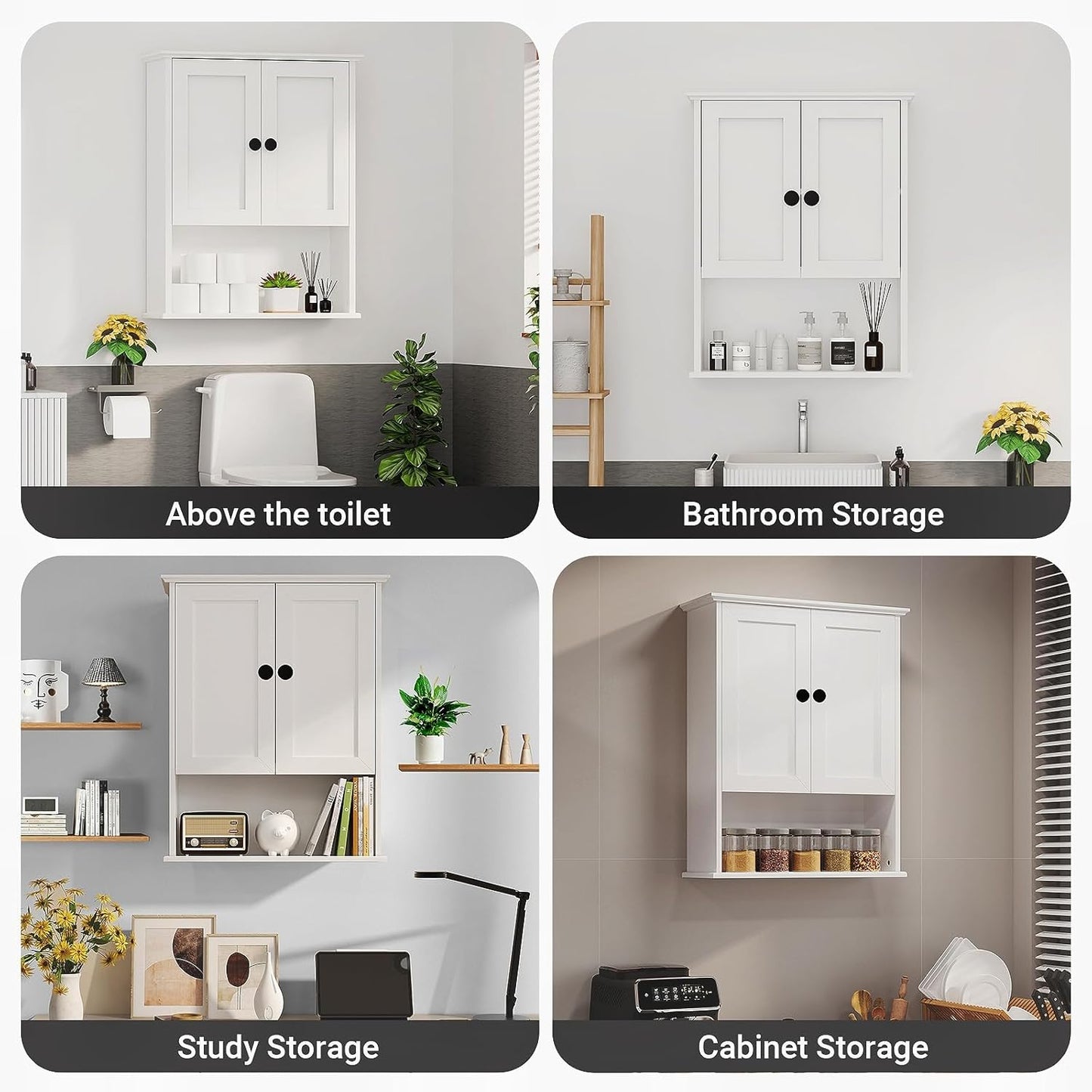 Bathroom Medicine Cabinet - Toilet Cabinet - Wall Mounted Cabinet - Multi Scene Wall Cabinet Storage Solution (Suitable for Bathroom, Kitchen, Living Room; White, Easy to Install)