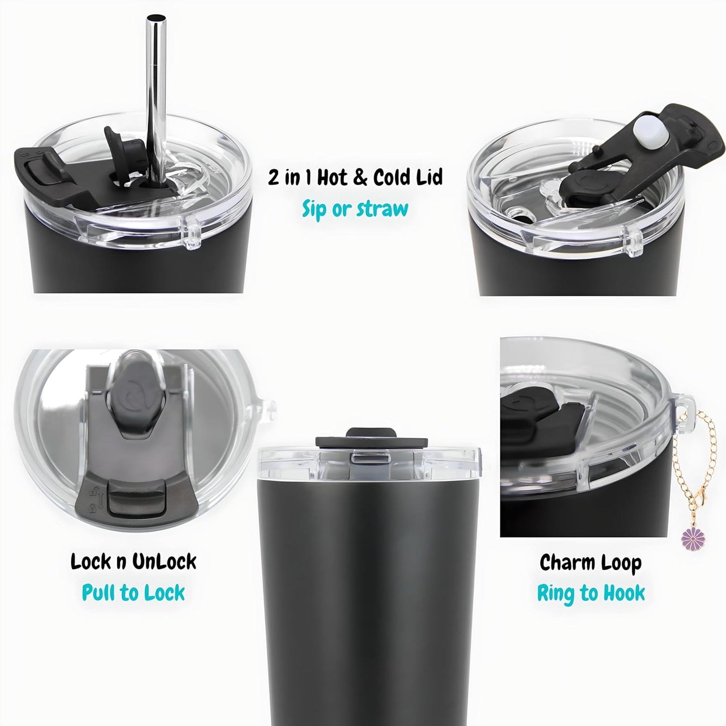 Drinco - 20 oz Stainless Steel Tumbler | Double Walled Vacuum Insulated Mug With Lid, 2 Straws, For Hot & Cold Drinks (20oz Arabian Night, 20oz)