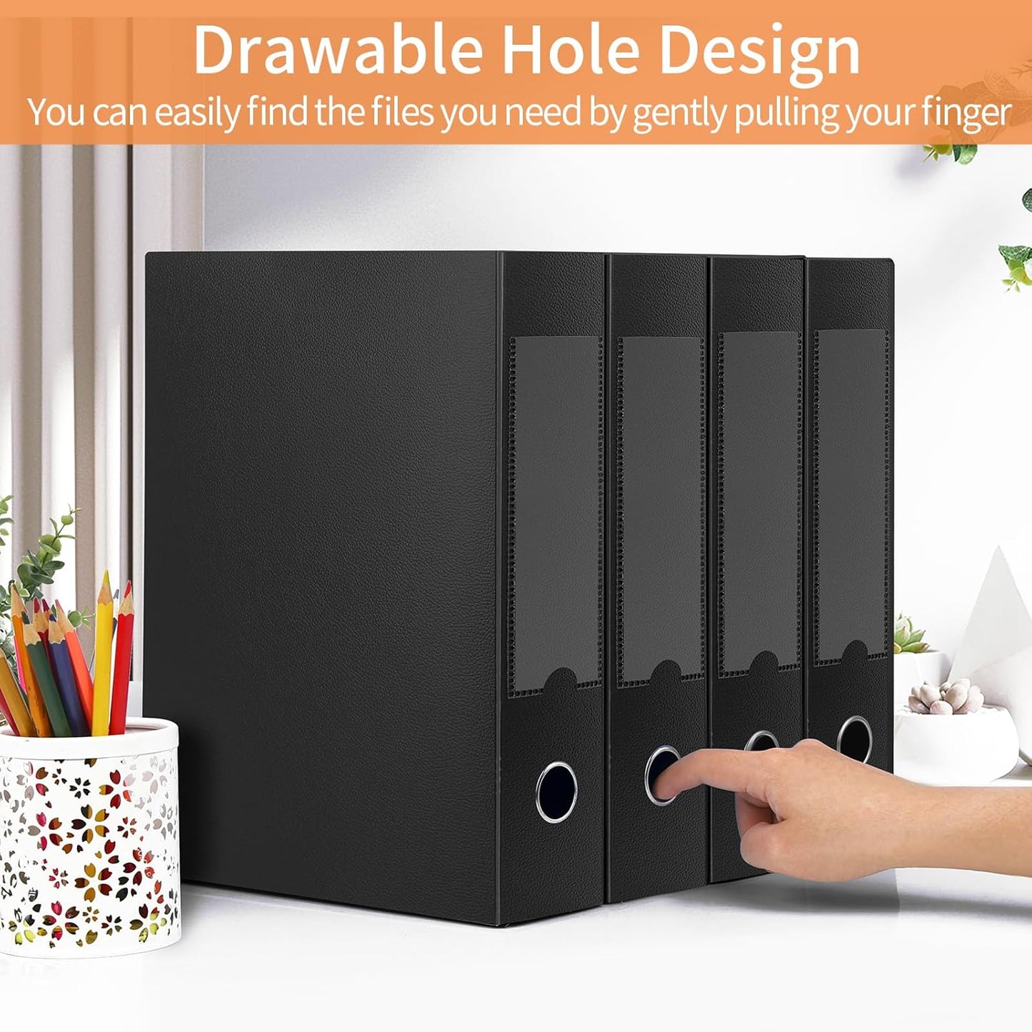 HUA JIE 2 Pack A4 Storage File Boxes Archives Case,65mm Spine,Box File Document Storage Box with Metal Clip for Office School -Black