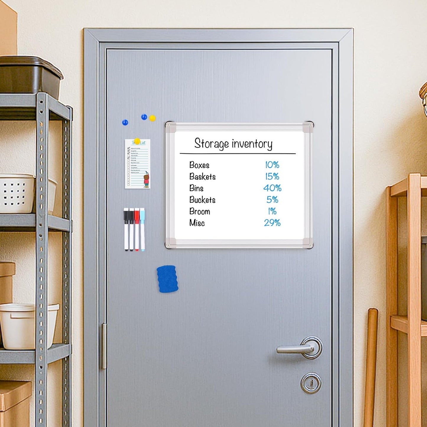 Magnetic Dry Erase Board for Refrigerator, 13.8"x11.8" Small Whiteboard with Magnets, Mini Memo Boards for Kitchen, No-Scratch Rubber Coating & Easy-Clean Surface for Fridge, Wall, Locker