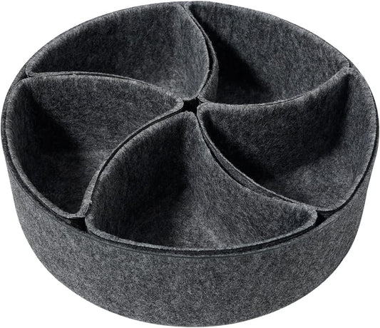 Felt Desk Drawer Organizer Tray,8 Pack Office Desk Drawer Dividers,Felt Drawer Round Storage Box For Saving Space,Makeup Drawer Organizer Bins.(Dark Gray)