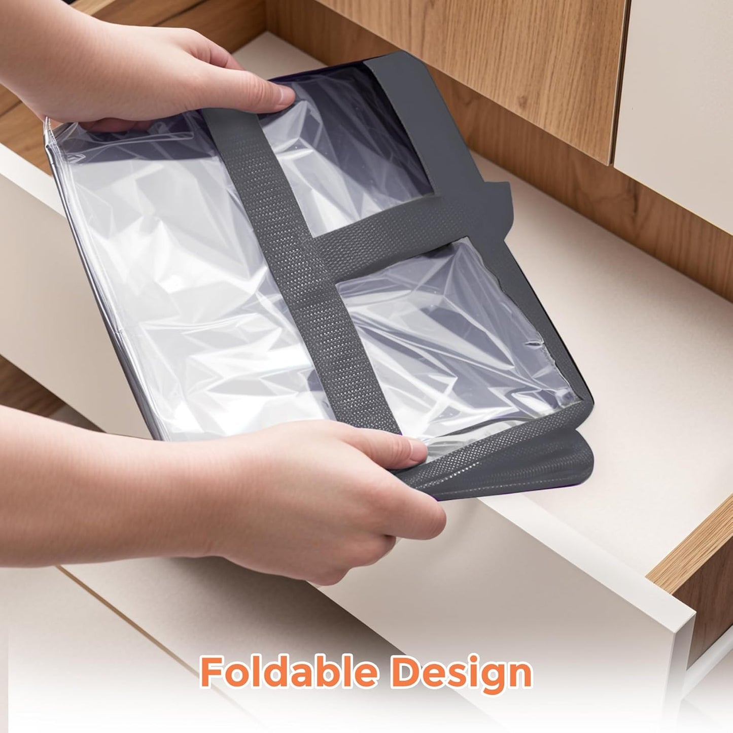 Budding Joy Clear Zippered Storage Bags for Clothes,40L Closet Organizers and Storage Containers Vinyl Moving Bag for Bedding, Linen, Blankets, Comforters, Clothing & Toys, Grey, 4 Pack