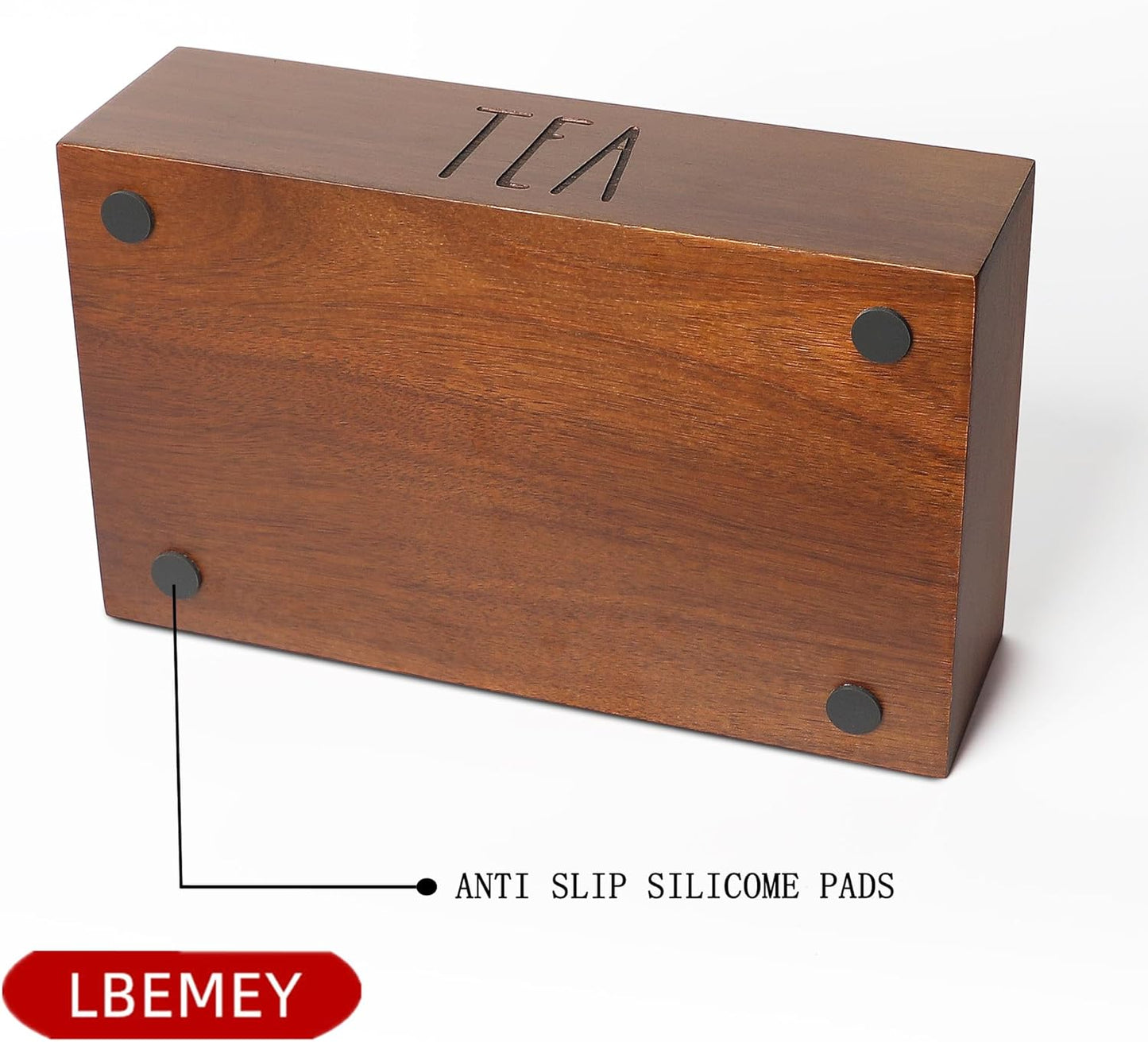 Tea Bag Organizer,Acacia Wood Tea Storage Containers with 6 Compartments, Sugar Packet Holder,Tea Bag Caddy Box for Cabinet Countertop Office (Brown- Labeled "TEA")