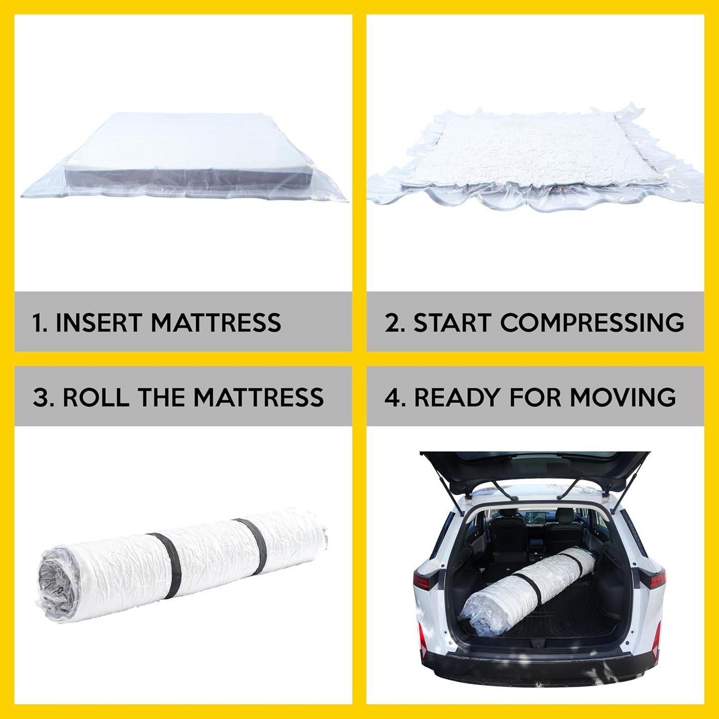 Vacuum Mattress Bag for moving, Vacuum Sealed Bags for Mattress Storage, Mattress Compression Bag, Foam and Latex Mattress Vacuum Bag with Straps(KING. CAL-KING)
