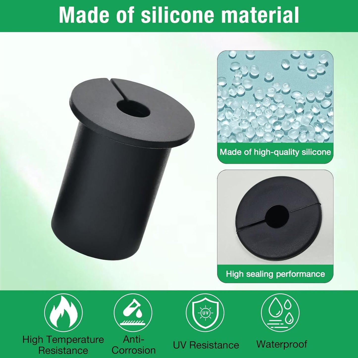 4pc Starlink Cable Grommet 1" Silicone Waterproof Wall Hole Pass Through Split Cable Bushings for TV Wire Ethernet Cord, Starlink Cable Routing Kit Accessories, 38mm/1.5" Ht, Black