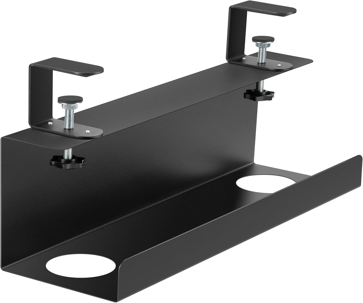 ZhiYo Steel 15.8in Cable Management Under Desk Tray, XL Clamp-On Under Table Cable Tray, No Drill Cord Hider Organizer for Desk, Wire Management Raceway, Black, W4.9in x H5.9in