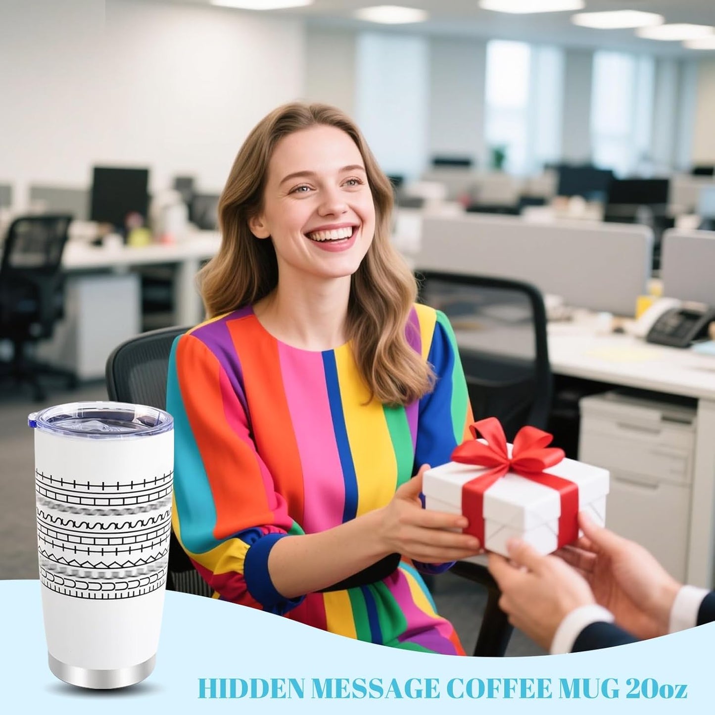 Hidden Message Coffee Mug 20oz, Gift for Work Bestie, Funny Coffee Mug, Modern Coffee Lover Gift for Friends, Family, Coworkers (White)