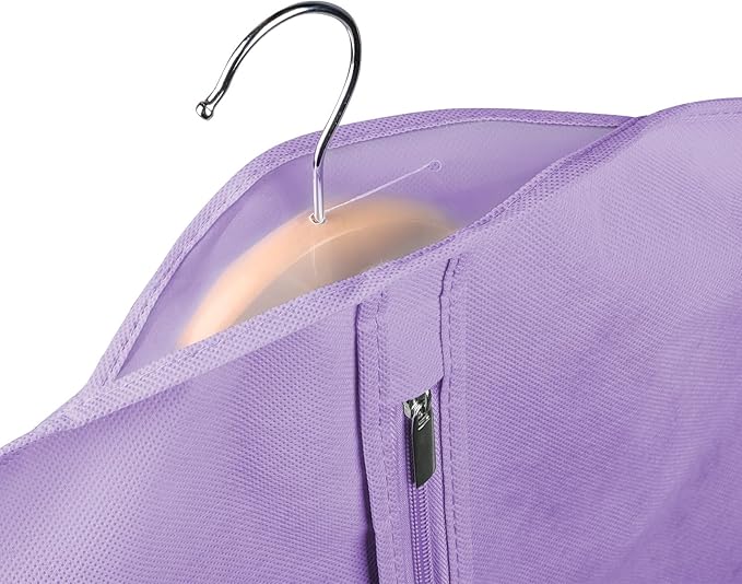 KEEGH Garment Bags for Hanging Clothes 60" (Set of 6) Dress Bags for Gowns Long Dress Bags for Closet Storage with Zipper and Eye-Hole for Folding for Suit Coats Dresses, Purple