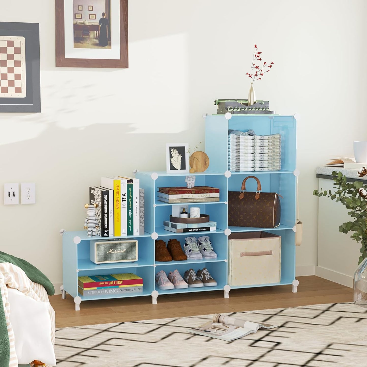 AWTATOS Closet Organizer 6 Cube Storage Shelves Portable Closet Clothes Organizers and Storage Stackable Cubby Shelving for Closet Bedroom Living Room Blue