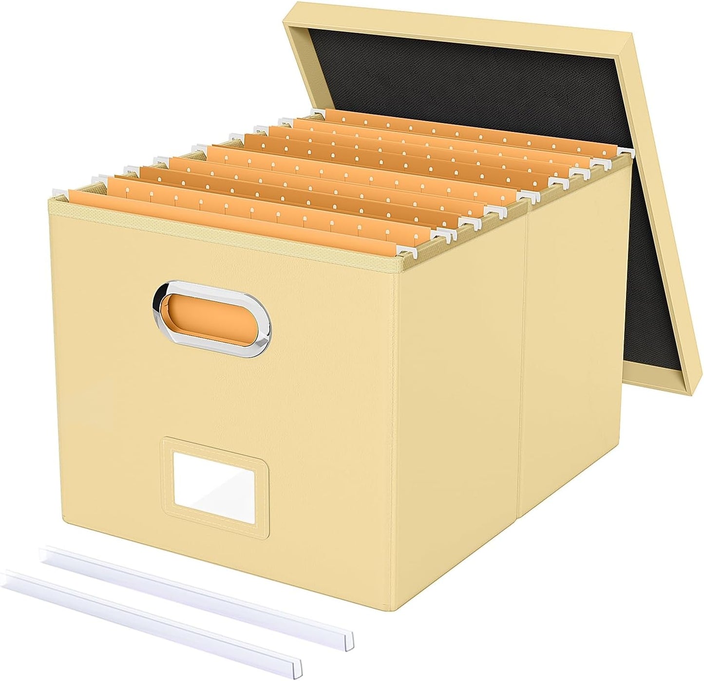 Oterri Storage File Box(New) (Cream-yellow(Leather), 1 pack), AM03118