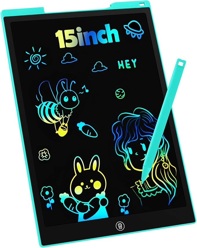 LCD Writing Tablet Doodle Board, 15 inch Colorful Drawing Tablet Writing Pad for Kids, Electronic Erasable Learning Educational Girls Gifts Toys for 3 4 5 6 7 Year Old Girls Boys