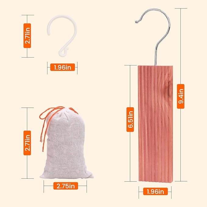 Homode Cedar Blocks, Cedar Hang Ups for Clothes Storage, Cedar Sachets for for Closets and Drawers, Fresh Scent Ceder Wood, 18 Pack