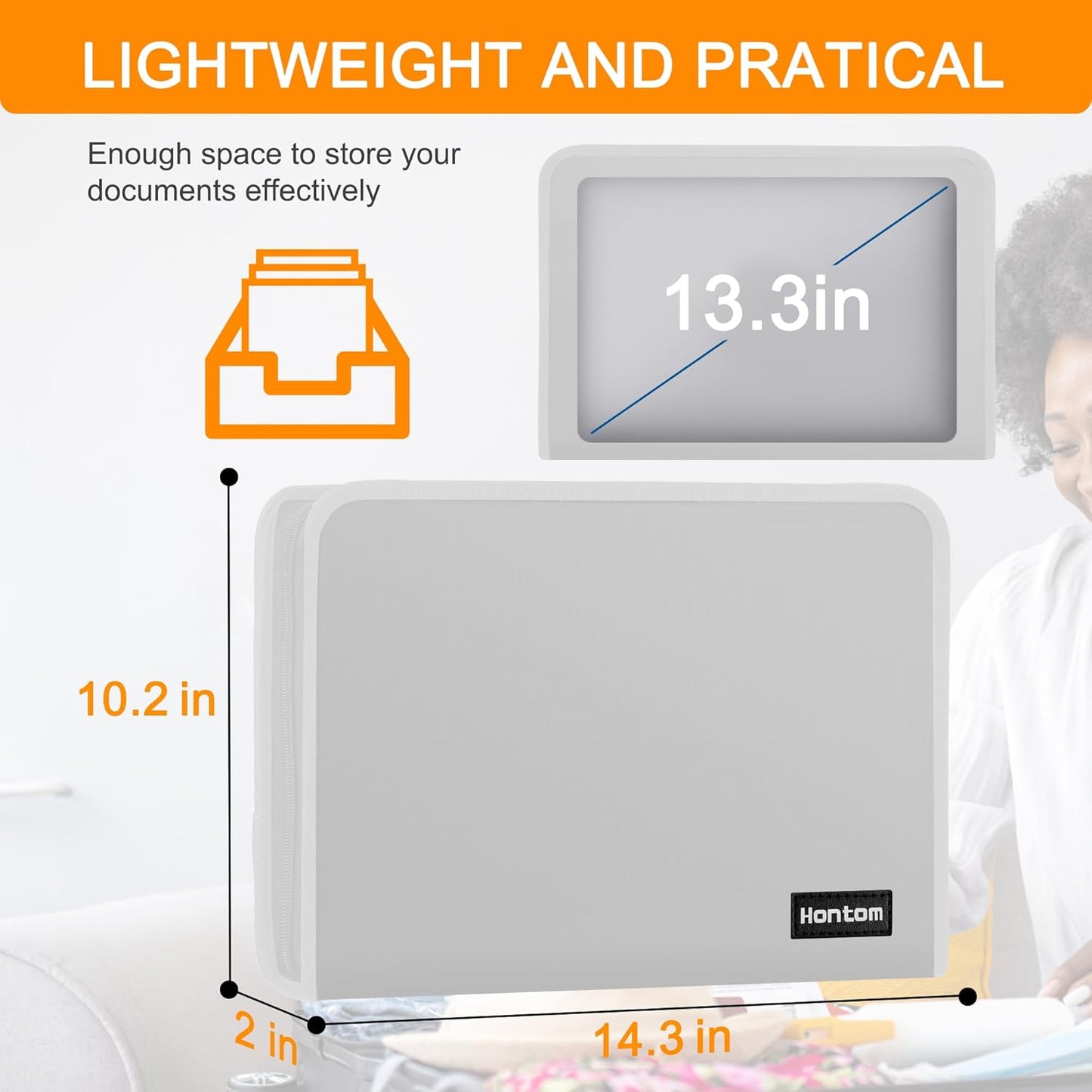 Accordion File Organizer,13 Pockets Fireproof Expanding File Folder with Multi Pockets,Portable Business Fire Safe Storage Document Organizer Folder with Zipper for Documents and File,Silver