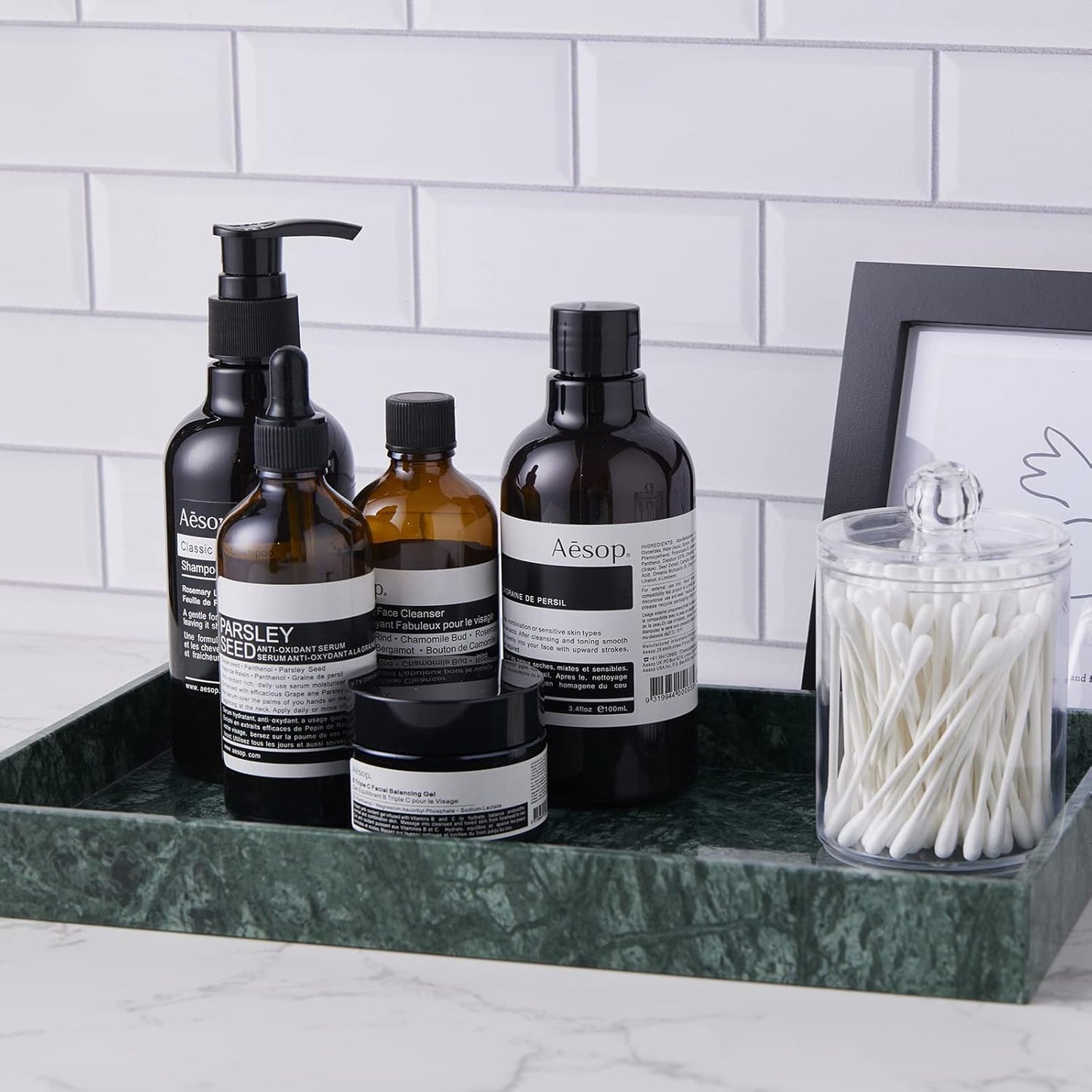 𝐑𝐞𝐚𝐥 𝐋𝐮𝐱𝐮𝐫𝐢𝐨𝐮𝐬 Marble Vanity Tray (12x7in), Counter Organizer for Bathroom, Kitchen, Dresser, Coffee Table, Serving & Decorative (Dark Green)