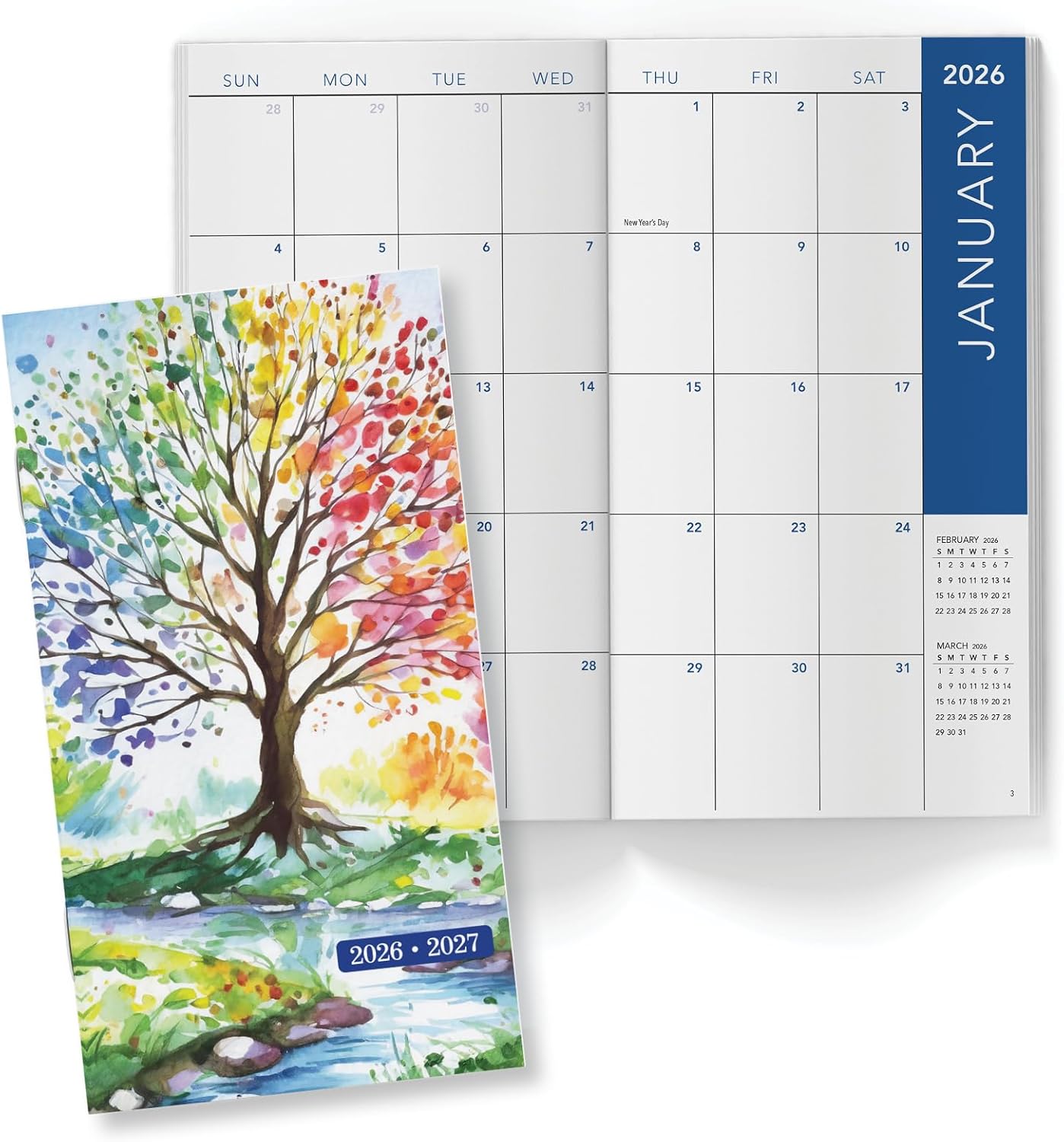 2-Year Monthly Pocket Planner/Pocket Calendar, 3.5"x6.5", 2026-2027: Weekly Planner/Weekly Agenda/Monthly Calendar Organizer (Tree Seasons)