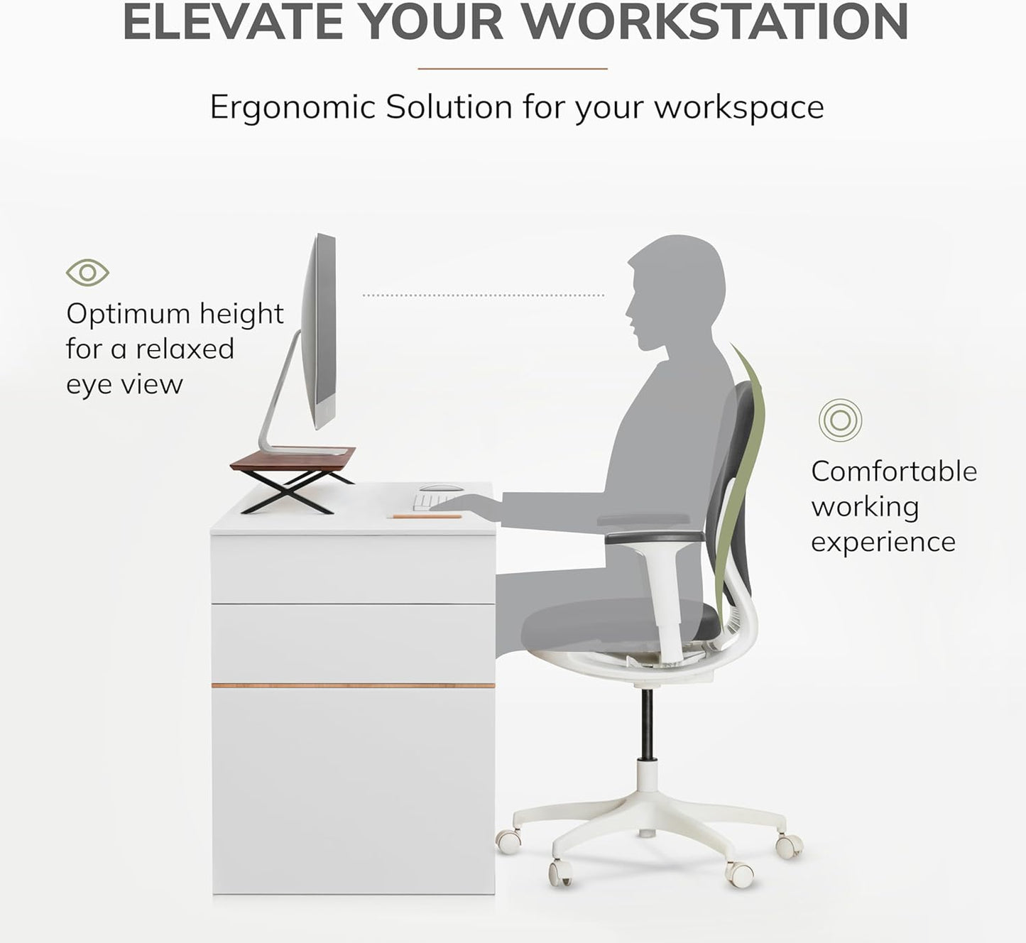 Anji Mountain Monitor Stand - Desktop Organizer & Laptop Riser, Ergonomic Monitor Riser, Space-Saving Monitor Stand for Desk, Durable Construction, Easy Assembly, Ideal for Home & Office,Black