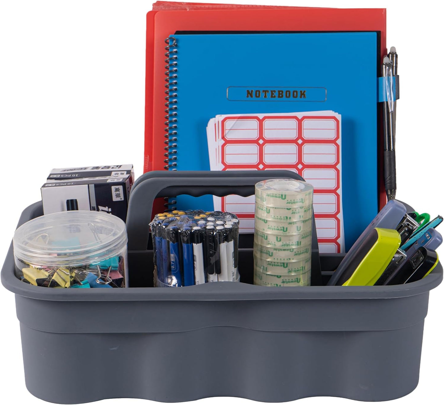 Matthew 3 Pack Large Plastic Tote Tool & Deluxe Supply Cleaning Caddy w/Handle Portable Shower Basket Storage Caddy for Cleaning,Take-Out Drink,Bathrooms - Black&Gray&White