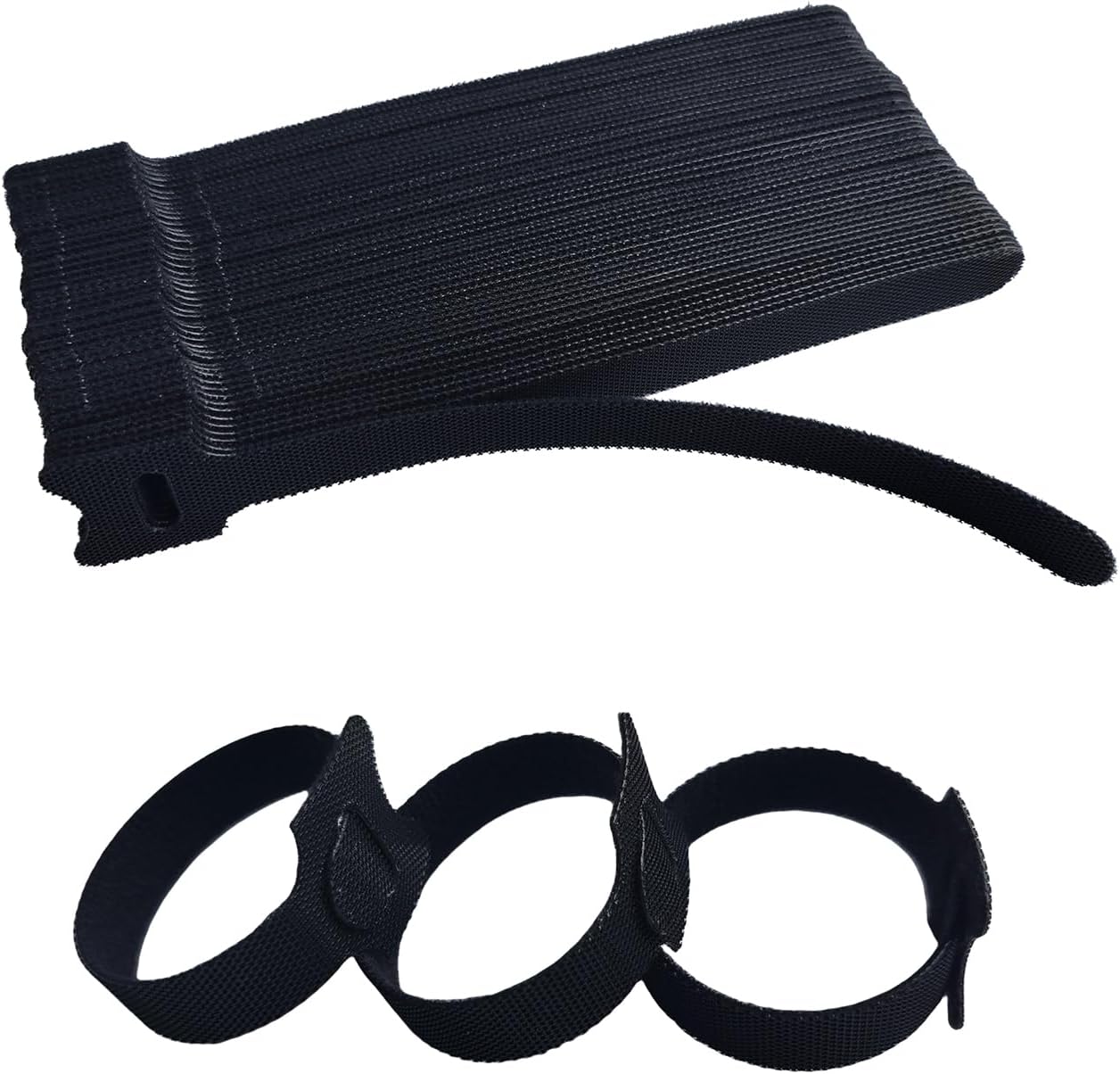56 PCS 6 Inches Black Reusable Cable Ties, Adjustable Cord Straps, Cable Organizer, Cord Wrap and Hook Loop Cords Management