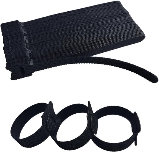 56 PCS 6 Inches Black Reusable Cable Ties, Adjustable Cord Straps, Cable Organizer, Cord Wrap and Hook Loop Cords Management