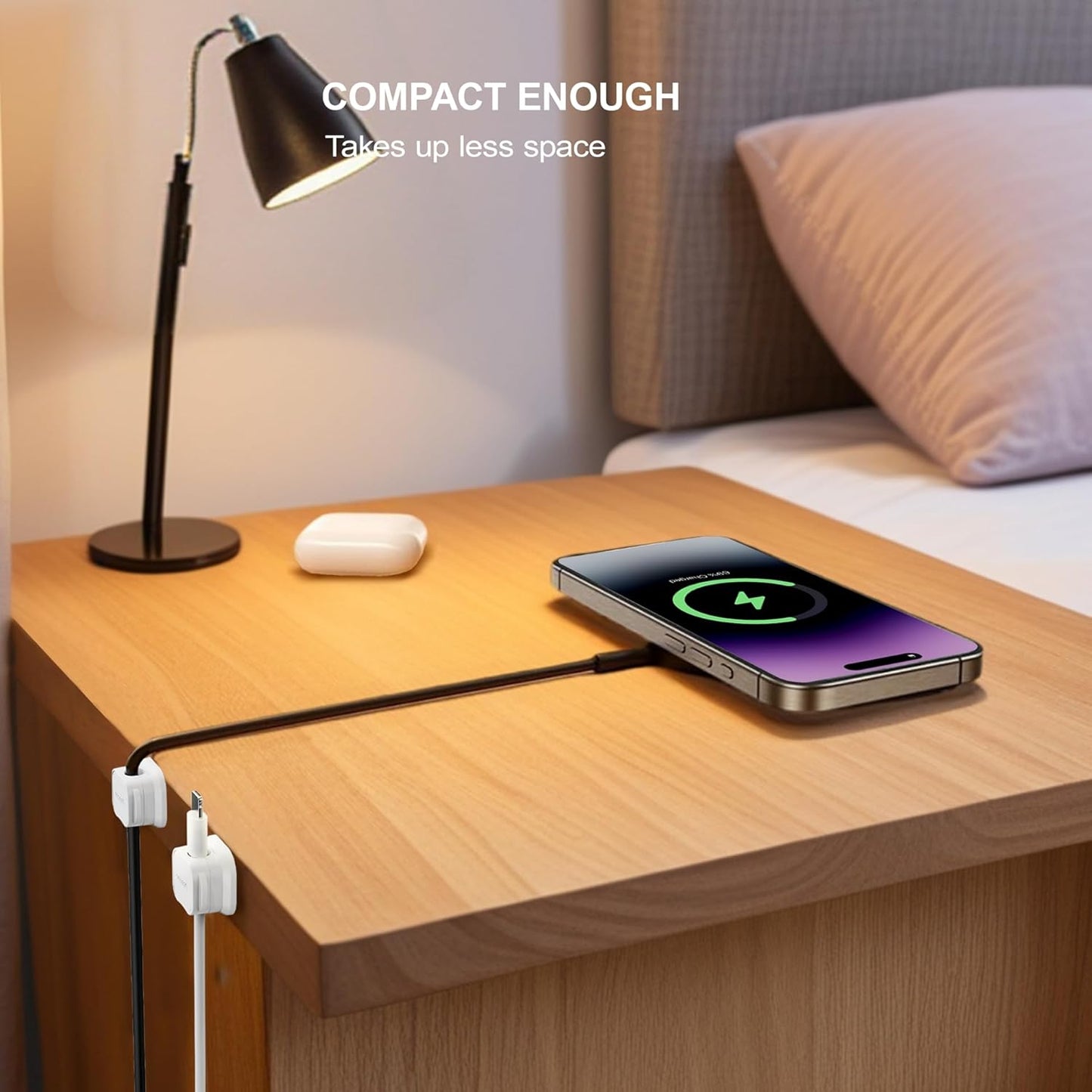 15 Pack Magnetic Cable Clip Organizer Cord Holder, Picozon Adhesive Cable Management, Wire Phone USB Charger Cable Holder, Keeper Organizer for Office Home Desktop Table - White