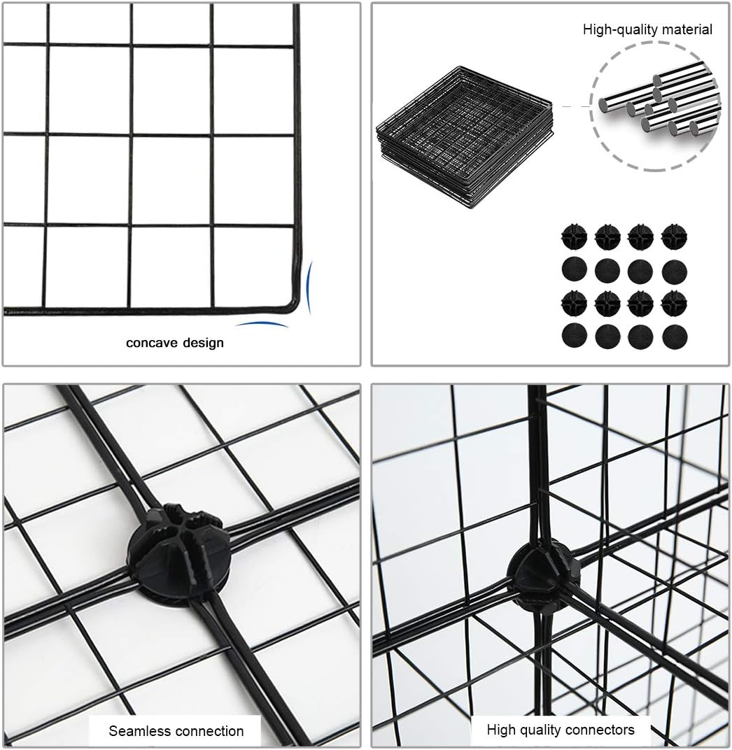 C&AHOME Wire Cube Storage, 6 - Cube Organizer Metal C Grids, Modular Shelves Units, Storage Bins Shelving, Closet Organizer, Ideal for Home, Office, Living Room, 36.6”L x 12.4”W x 36.6”H Black