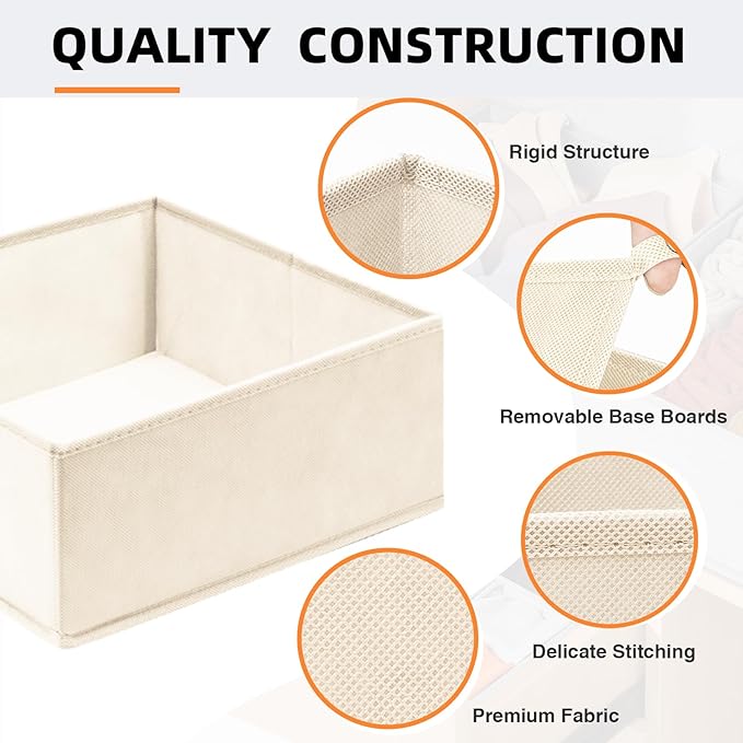 Criusia Closet Drawer Organizer Clothes, 15 Pack Dresser Organizer for Baby Clothes, Fabric Drawer Dividers for Nursery Bedroom (Beige)