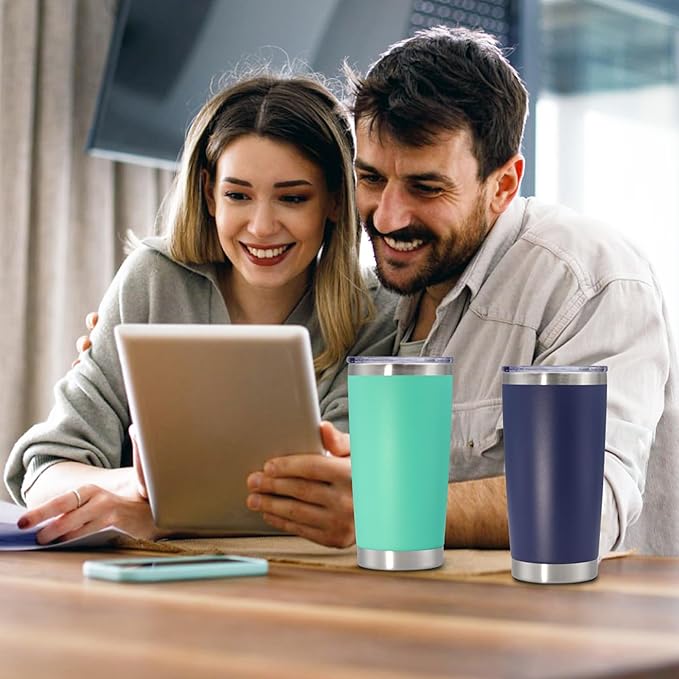 20 oz Tumbler with lid Double Wall Vacuum Insulated Tumblers Stainless Steel Coffee Mug Travel Coffee Tumbler Powder Coated Tumbler Cup Keep Hot&Cold - (Navy 1 Pack)