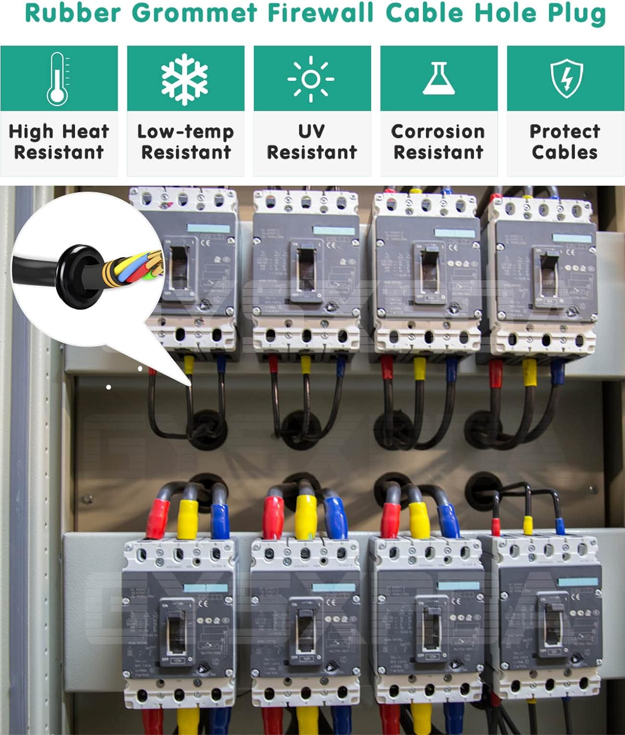 Rubber Grommet Kit 200 Pack - 7 Sizes Firewall Rubber Hole Plugs Rubber Grommets for Wiring, Automotive, Home Improvement Cord Pipe Wire Organization (7/25, 3/8, 1/2, 5/8, 3/4, 7/8, 1 inch)