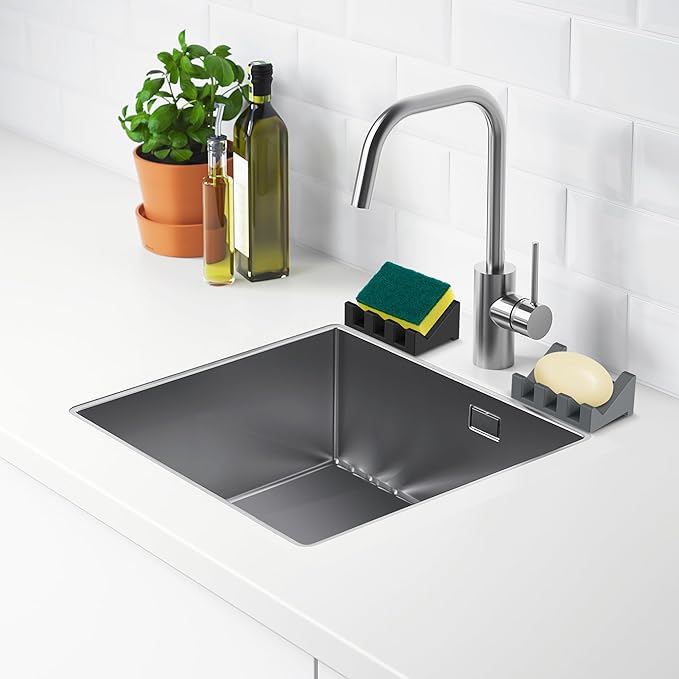 Silicone Soap Dish - 1 PCS Extended Self Draining Soap Holder for Shower, Bathroom and Bathtub with Drainage - Black